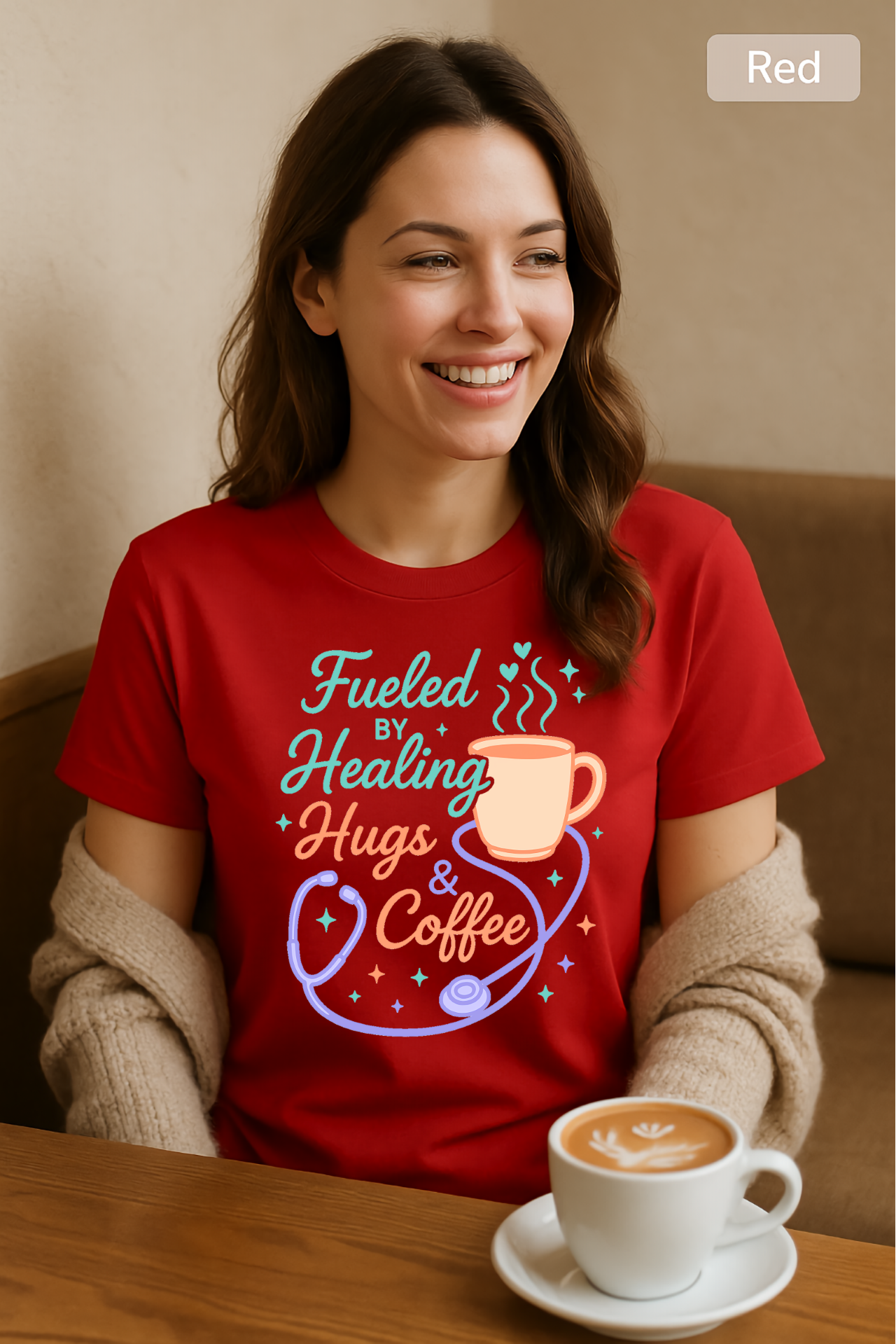 Fueled by Healing, Hugs & Coffee, Healing Hugs T-Shirt, Coffee Lover Gift, Comfort Tee, Positive Vibes Shirt, Inspirational Quote Top product thumbnail image Fueled by Healing, Hugs & Coffee, Healing Hugs T-Shirt, Coffee Lover Gift, Comfort Tee, Positive Vibes Shirt, Inspirational Quote Top product thumbnail image