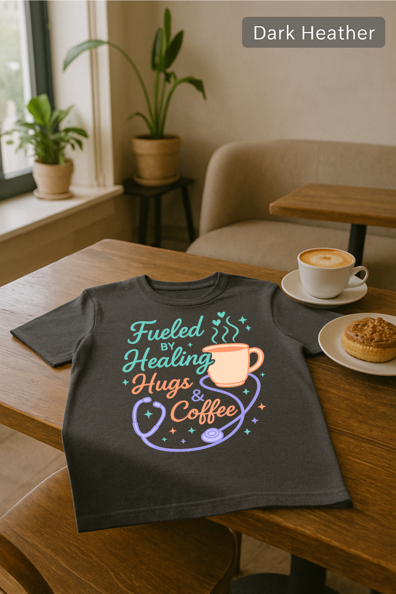 Fueled by Healing, Hugs & Coffee, Healing Hugs T-Shirt, Coffee Lover Gift, Comfort Tee, Positive Vibes Shirt, Inspirational Quote Top product thumbnail image Fueled by Healing, Hugs & Coffee, Healing Hugs T-Shirt, Coffee Lover Gift, Comfort Tee, Positive Vibes Shirt, Inspirational Quote Top product thumbnail image