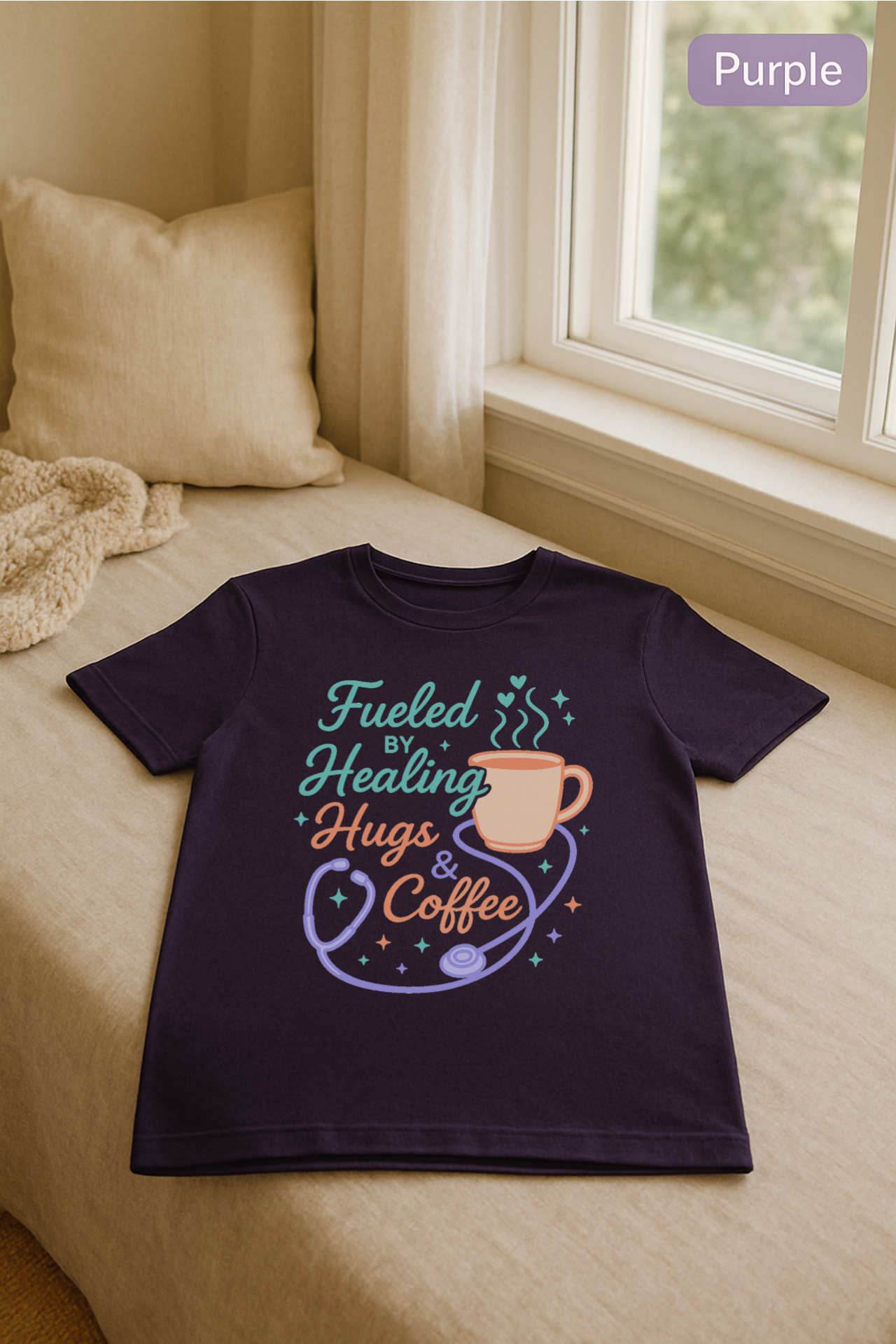 Fueled by Healing, Hugs & Coffee, Healing Hugs T-Shirt, Coffee Lover Gift, Comfort Tee, Positive Vibes Shirt, Inspirational Quote Top product thumbnail image Fueled by Healing, Hugs & Coffee, Healing Hugs T-Shirt, Coffee Lover Gift, Comfort Tee, Positive Vibes Shirt, Inspirational Quote Top product thumbnail image