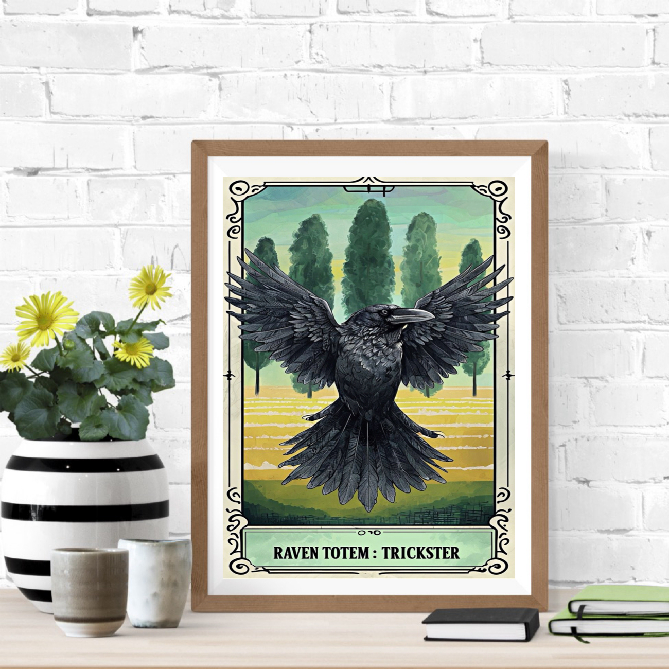Raven Totem Trickster Poster, Spirit Guide, Animal Totem, Native Folk Lore, Friendship Gift