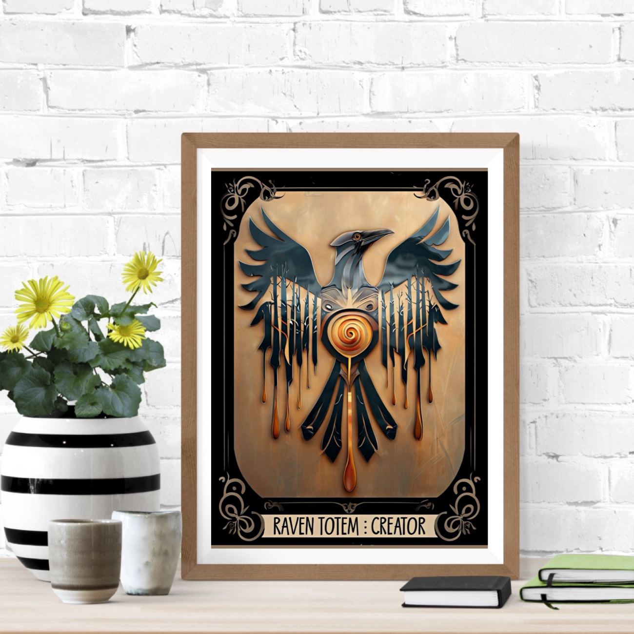Raven Totem Creator Poster, Spirit Guide, Native Folk Lore, Animal Totem, Friendship Gift