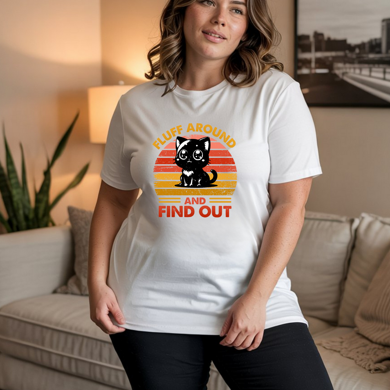 Curvy Sunshine Cat Tee - Fluff Around and Find Out Curvy Sunshine Cat Tee - Fluff Around and Find Out