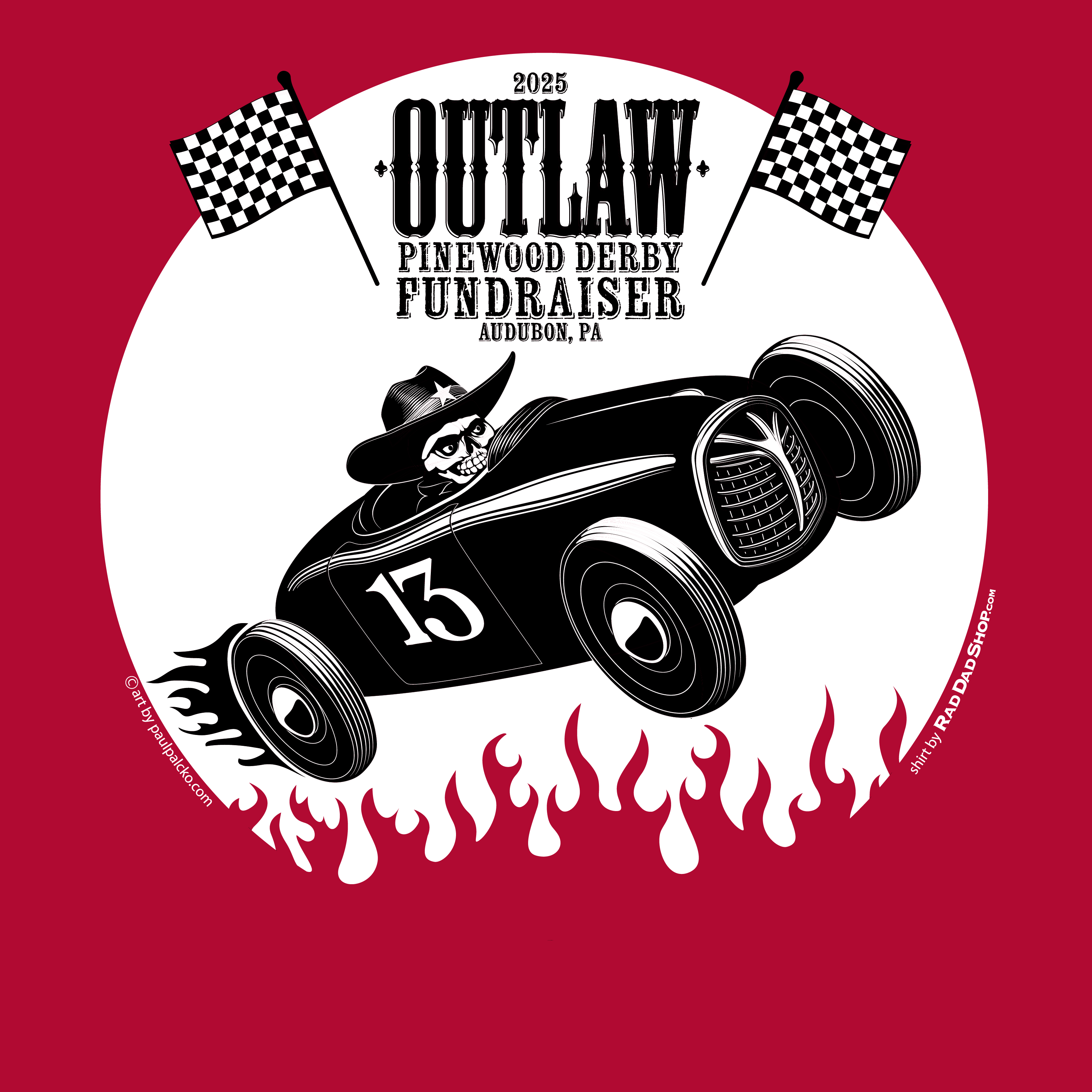 OUTLAW PINEWOOD DERBY 2025, Black/White ink, Softstyle T-Shirt product thumbnail image OUTLAW PINEWOOD DERBY 2025, Black/White ink, Softstyle T-Shirt product thumbnail image