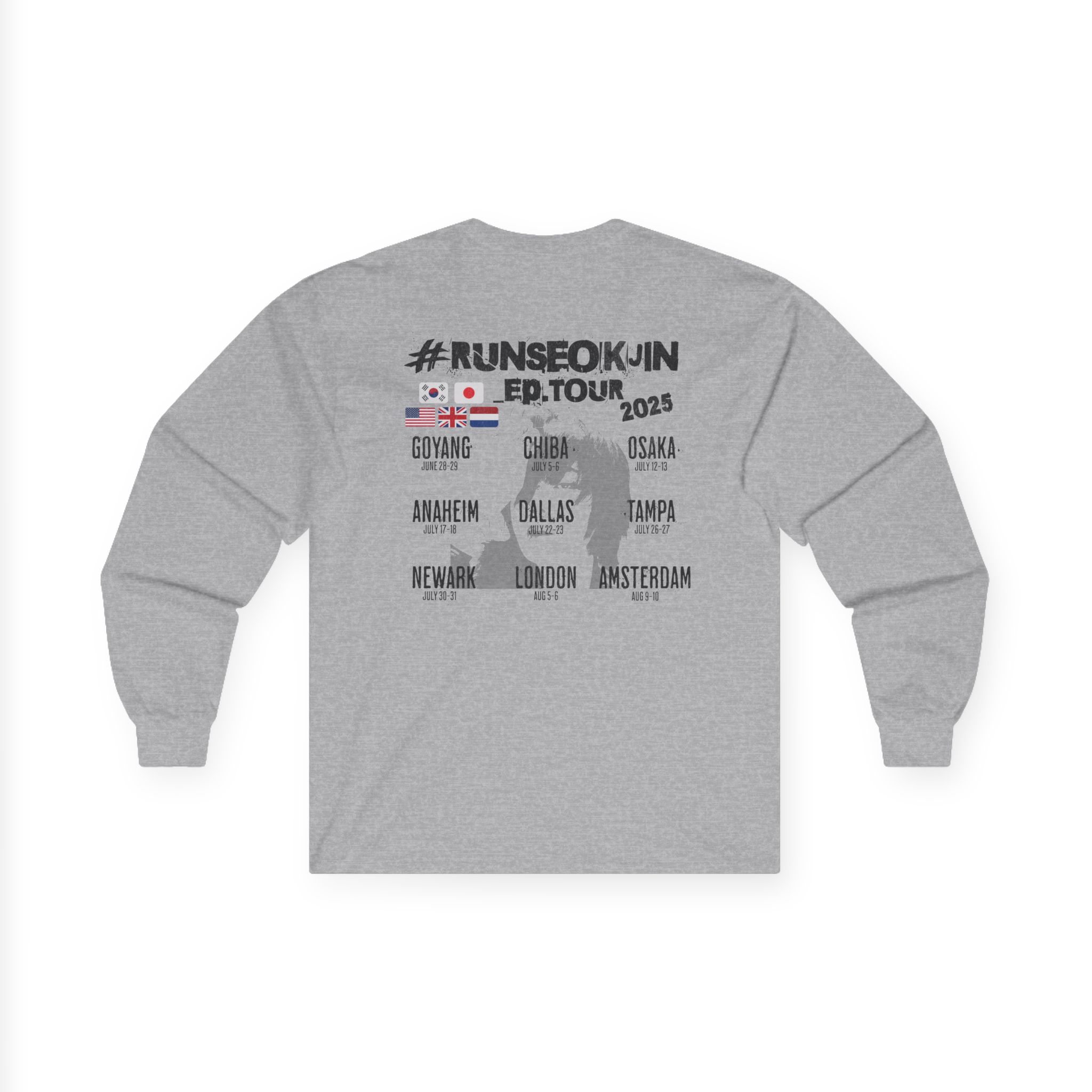 Jin Solo Tour Unisex Long Sleeve Tee, Printed on Front and Back, Designed for Army, by Army product thumbnail image Jin Solo Tour Unisex Long Sleeve Tee, Printed on Front and Back, Designed for Army, by Army product thumbnail image