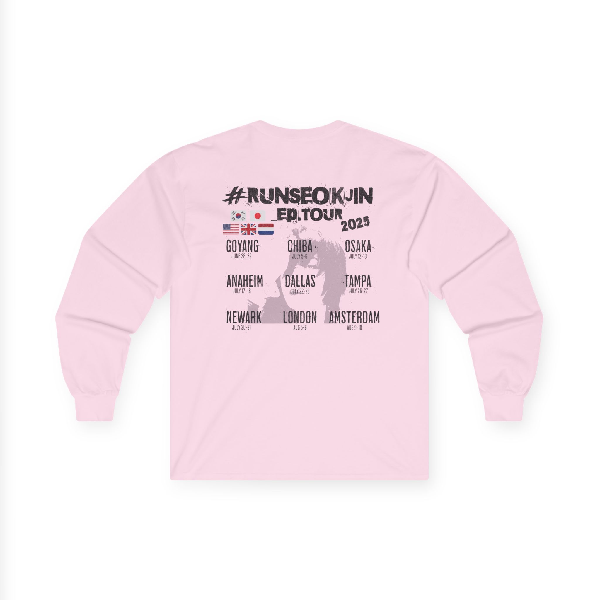 Jin Solo Tour Unisex Long Sleeve Tee, Printed on Front and Back, Designed for Army, by Army product thumbnail image Jin Solo Tour Unisex Long Sleeve Tee, Printed on Front and Back, Designed for Army, by Army product thumbnail image