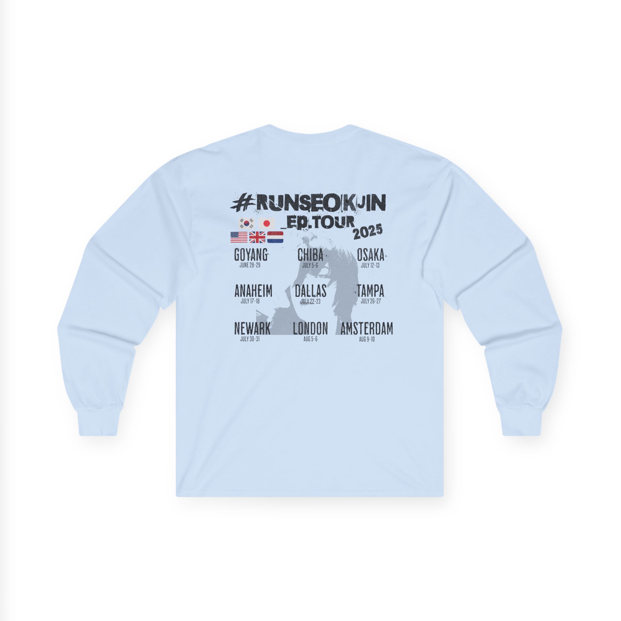 Jin Solo Tour Unisex Long Sleeve Tee, Printed on Front and Back, Designed for Army, by Army product thumbnail image Jin Solo Tour Unisex Long Sleeve Tee, Printed on Front and Back, Designed for Army, by Army product thumbnail image