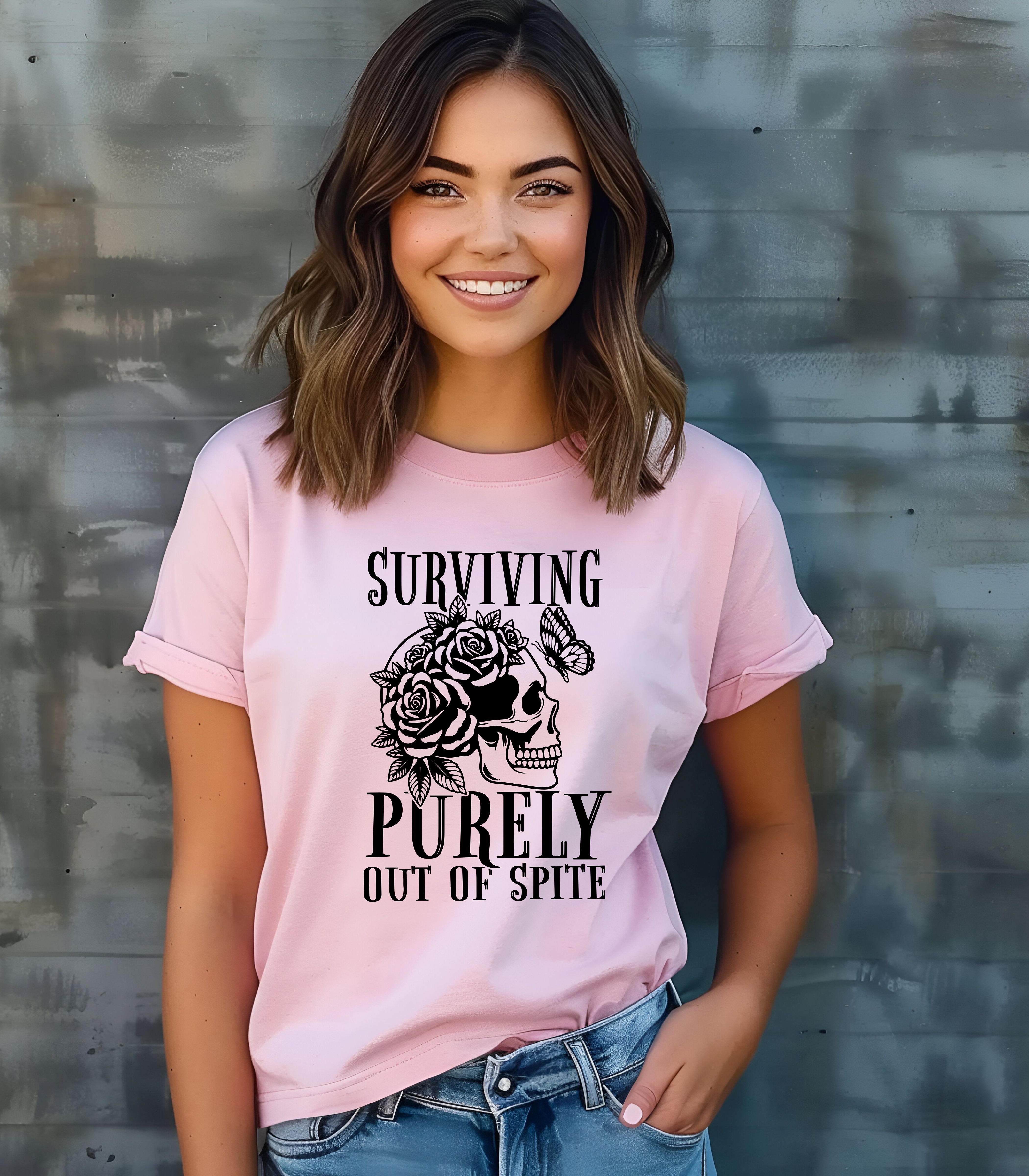 Surviving Purely Out of Spite Unisex Comfort Colors 1717 Garment-Dyed T-Shirt, Sarcastic Funny Cotton Crew Neck Apparel