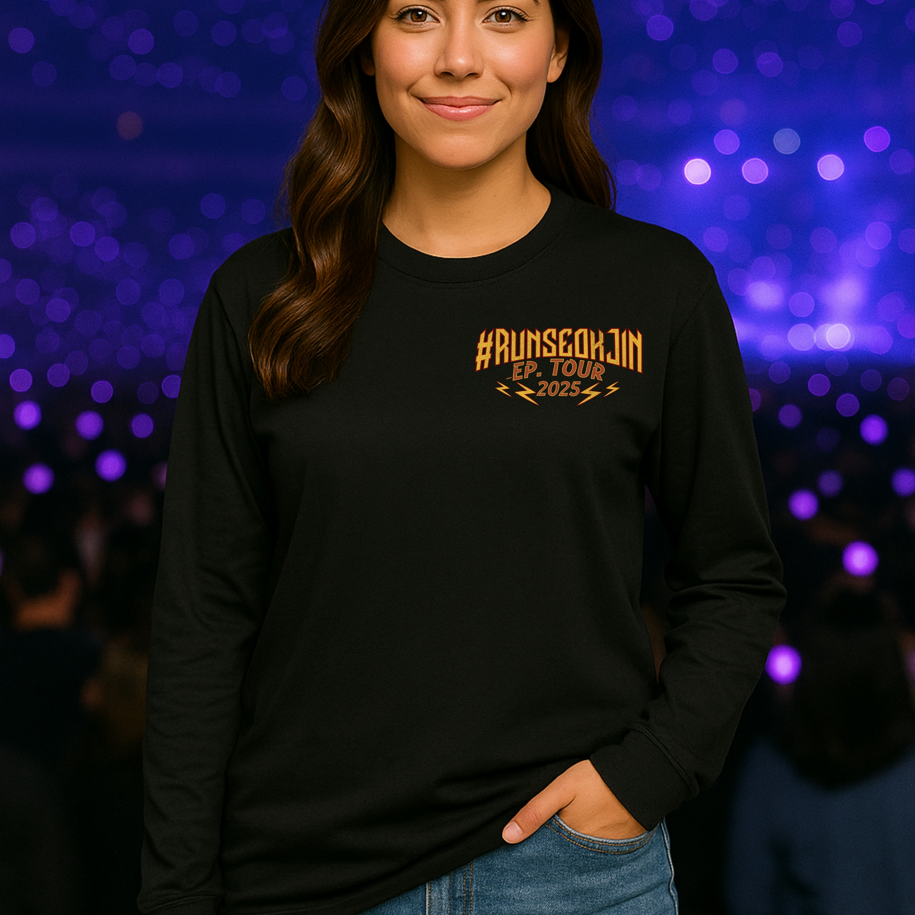 Jin Solo Tour Unisex Long Sleeve Tee, Printed on Front and Back, Designed for Army, by Army product thumbnail image Jin Solo Tour Unisex Long Sleeve Tee, Printed on Front and Back, Designed for Army, by Army product thumbnail image