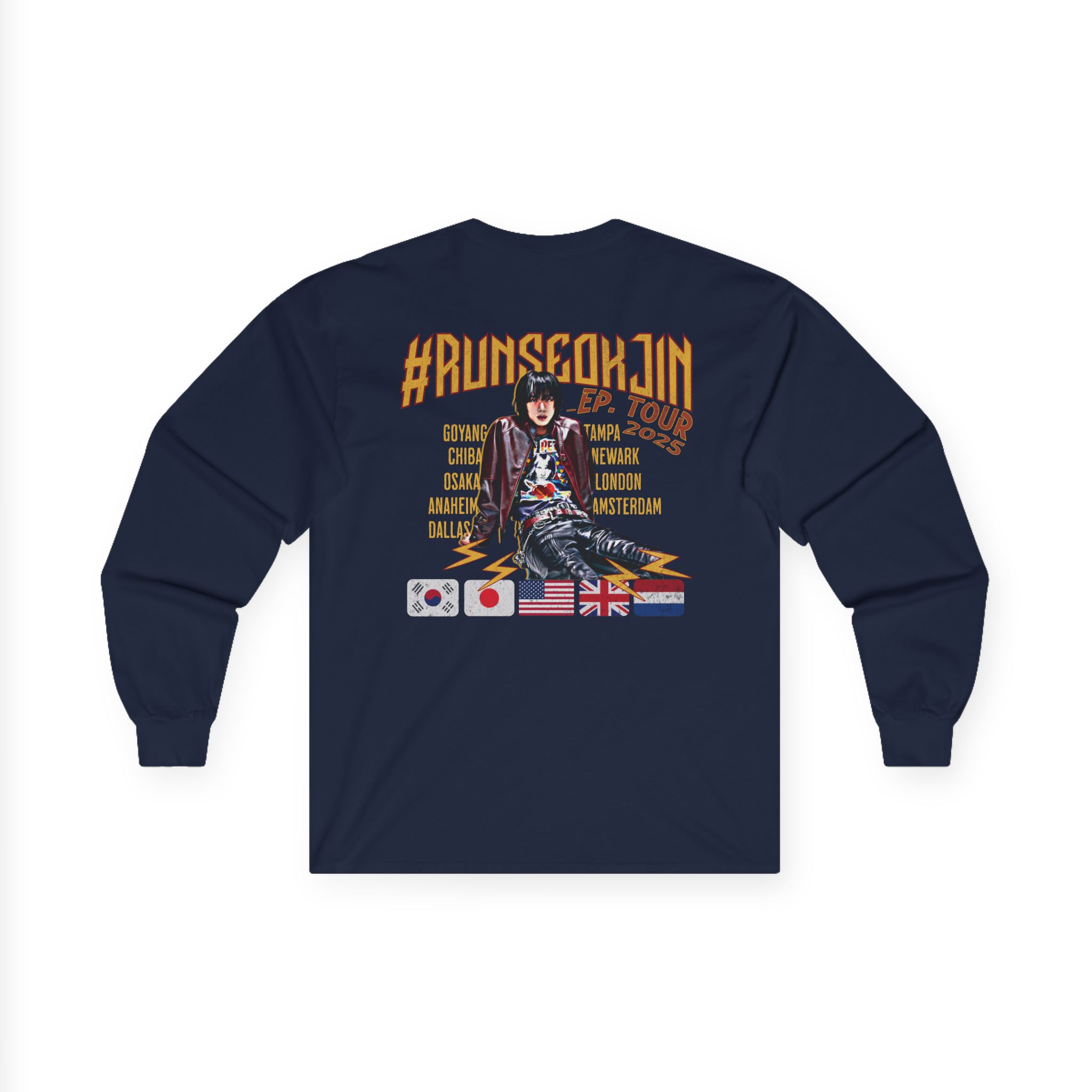 Jin Solo Tour Unisex Long Sleeve Tee, Printed on Front and Back, Designed for Army, by Army product thumbnail image Jin Solo Tour Unisex Long Sleeve Tee, Printed on Front and Back, Designed for Army, by Army product thumbnail image