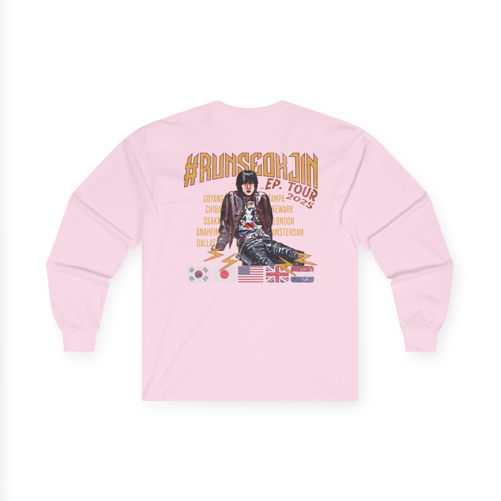 Jin Solo Tour Unisex Long Sleeve Tee, Printed on Front and Back, Designed for Army, by Army product thumbnail image Jin Solo Tour Unisex Long Sleeve Tee, Printed on Front and Back, Designed for Army, by Army product thumbnail image
