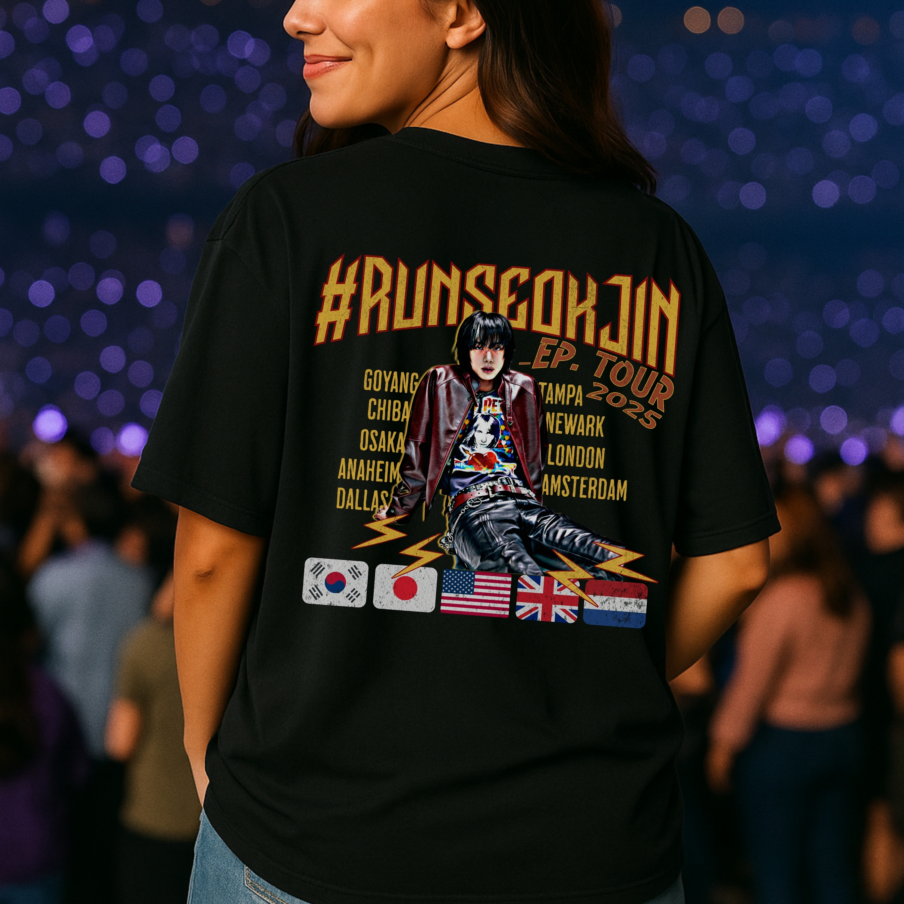 Jin Solo Tour Unisex Tee, Printed on Front and Back, Designed for Army, by Army product thumbnail image Jin Solo Tour Unisex Tee, Printed on Front and Back, Designed for Army, by Army product thumbnail image