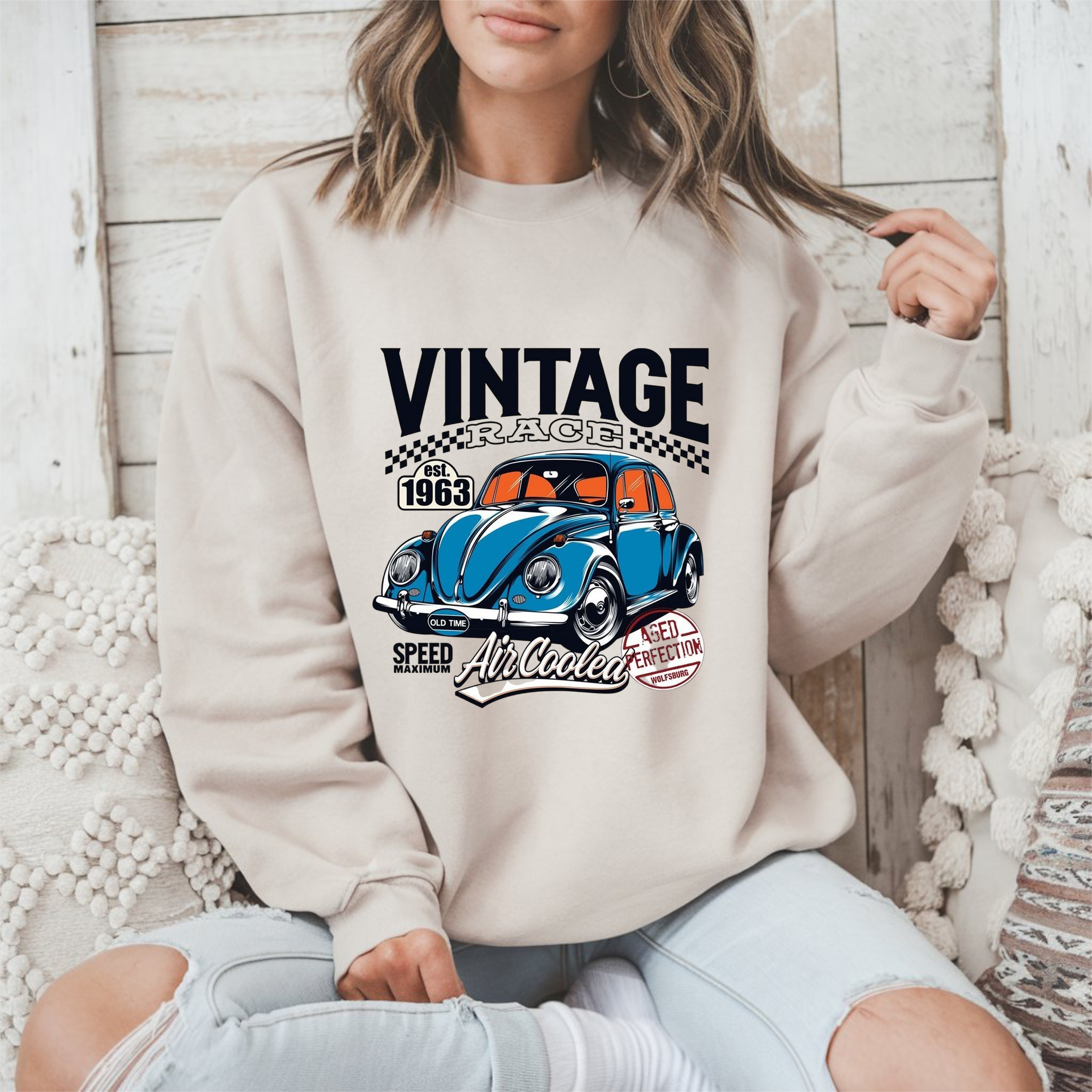 Vintage Race Car Unisex Crewneck Sweatshirt product thumbnail image