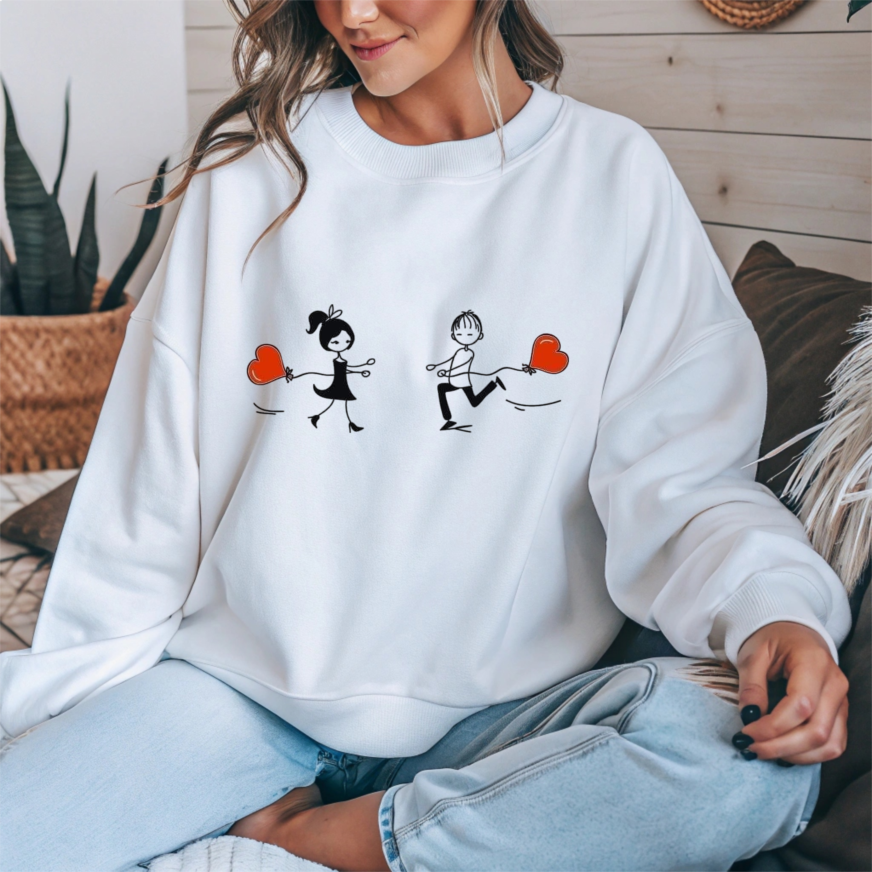 Cute Couple Heart Sweatshirt - Unisex Heavy Blend™ Crewneck product thumbnail image Cute Couple Heart Sweatshirt - Unisex Heavy Blend™ Crewneck product thumbnail image
