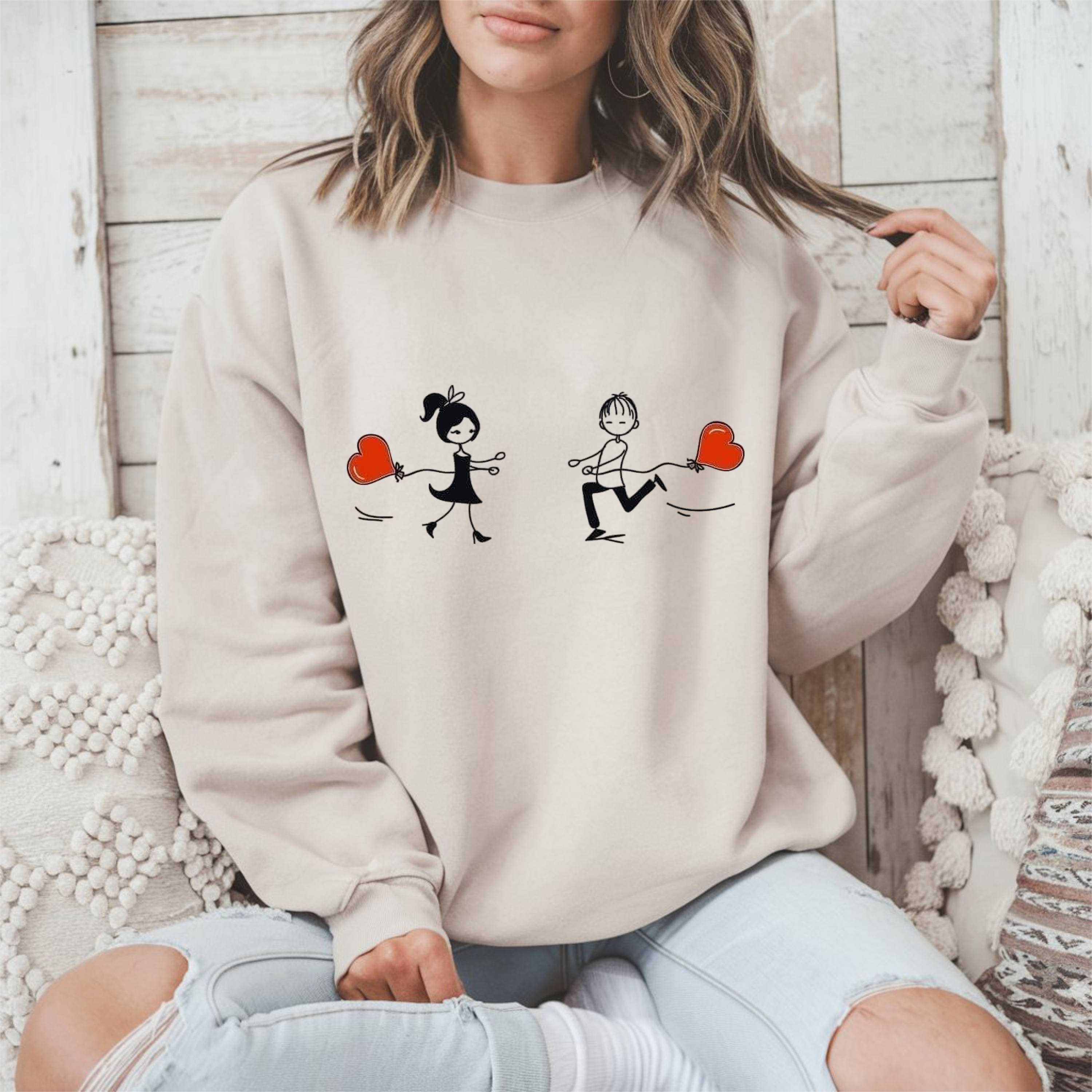 Cute Couple Heart Sweatshirt - Unisex Heavy Blend™ Crewneck product thumbnail image Cute Couple Heart Sweatshirt - Unisex Heavy Blend™ Crewneck product thumbnail image