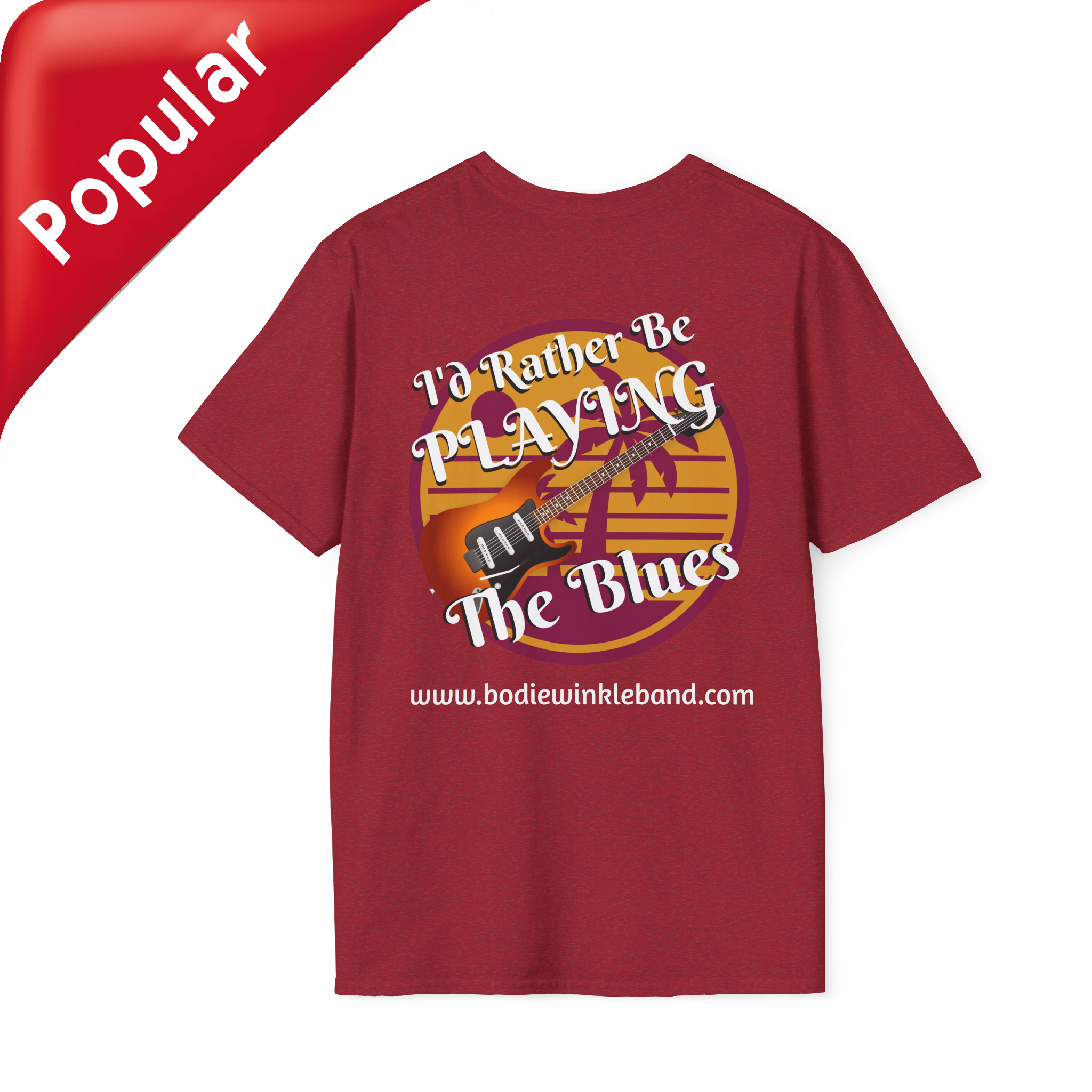 Official Band T-Shirt for Bodie Winkle - "I'd Rather be Playing The Blues w/ Guitar" Design product thumbnail image Official Band T-Shirt for Bodie Winkle - "I'd Rather be Playing The Blues w/ Guitar" Design product thumbnail image