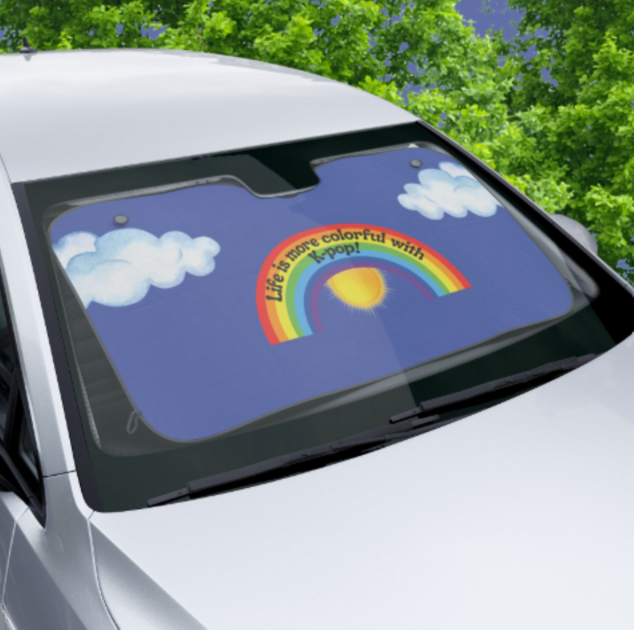 "Life is More Colorful with K-Pop" rainbow design Car Sun Shades