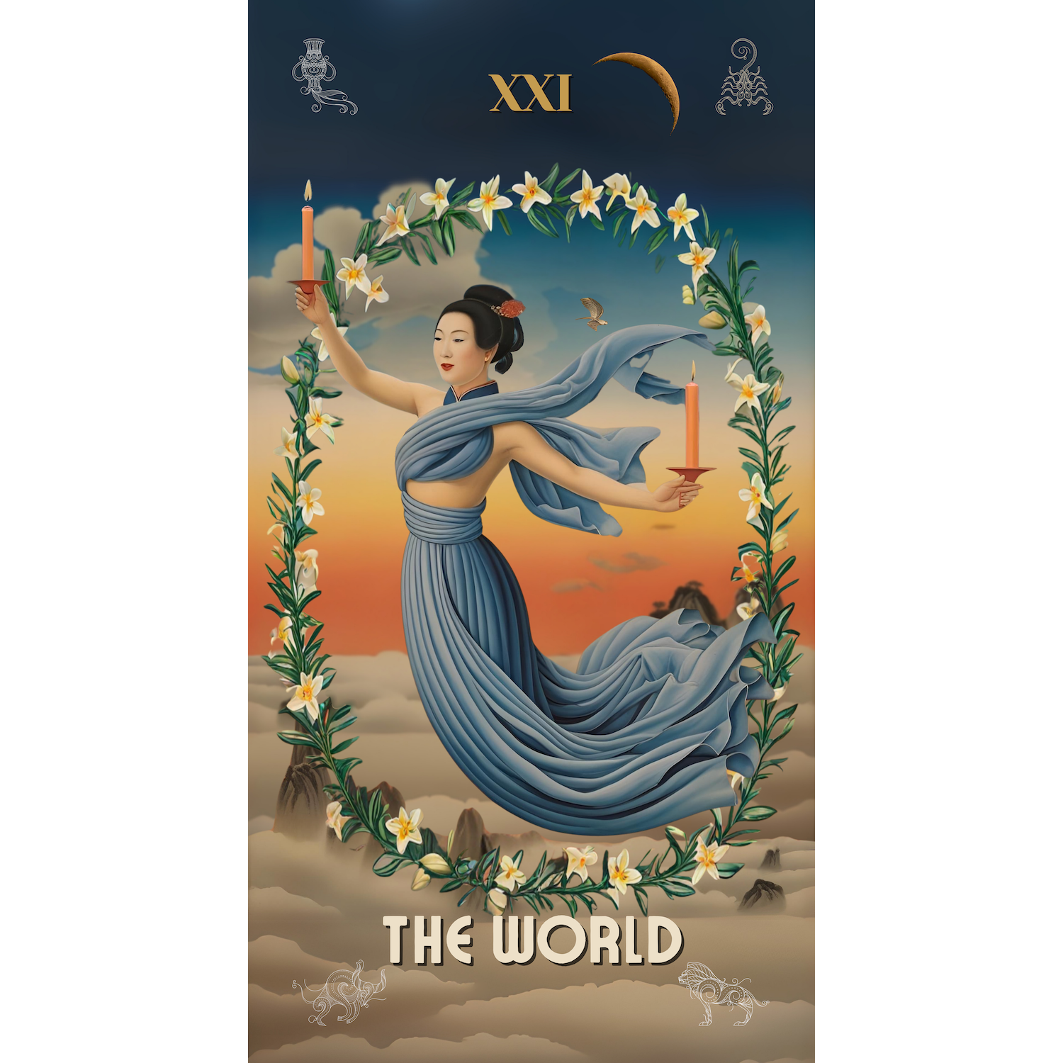 The World Tarot Card Surreal Beach Towel 30x60 - Original Design Inspired by Dali Boho Dreamscape Art product thumbnail image