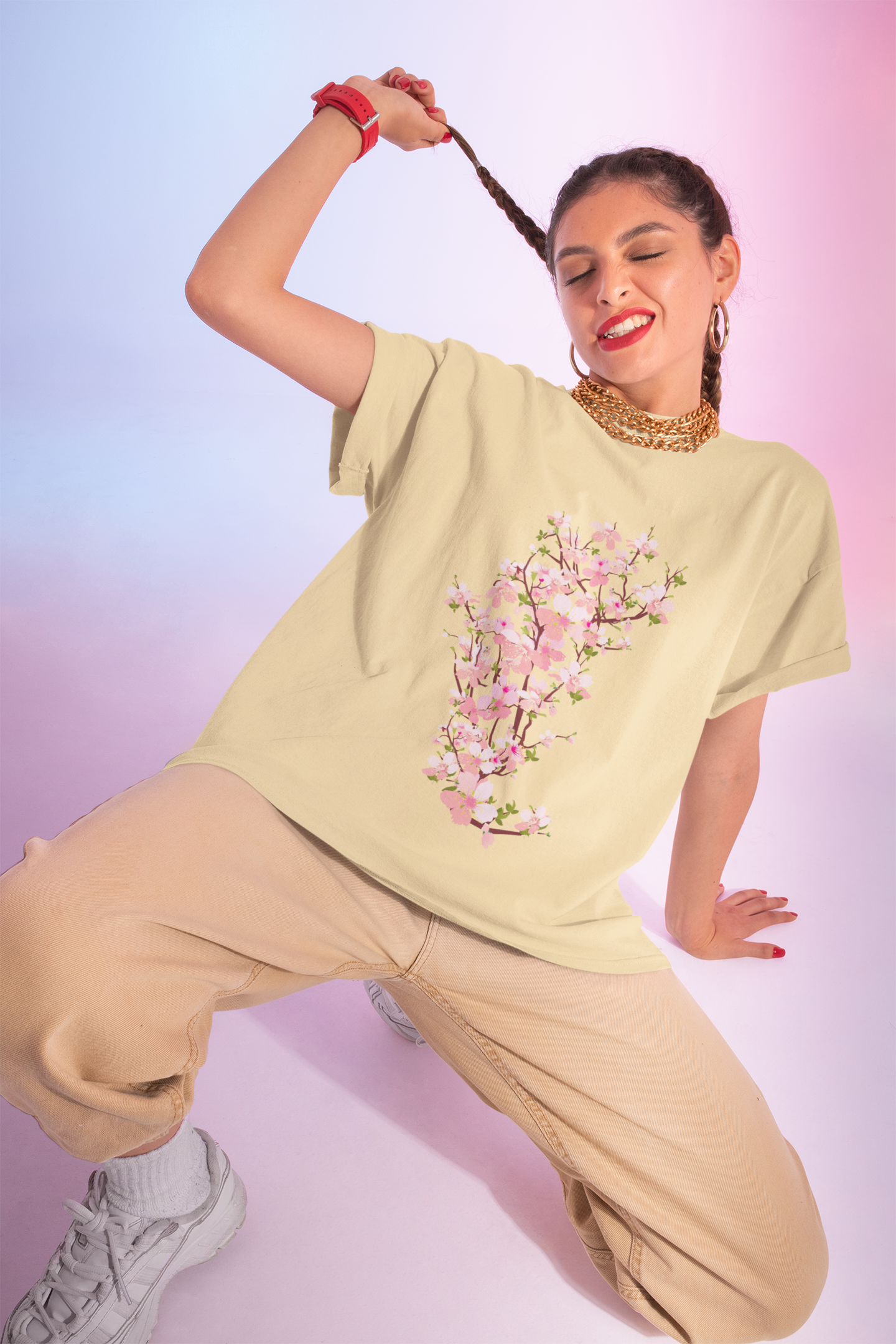 Cherry Blossom Unisex Heavy Cotton Tee - Spring Floral Graphic T-Shirt product thumbnail image Cherry Blossom Unisex Heavy Cotton Tee - Spring Floral Graphic T-Shirt product thumbnail image