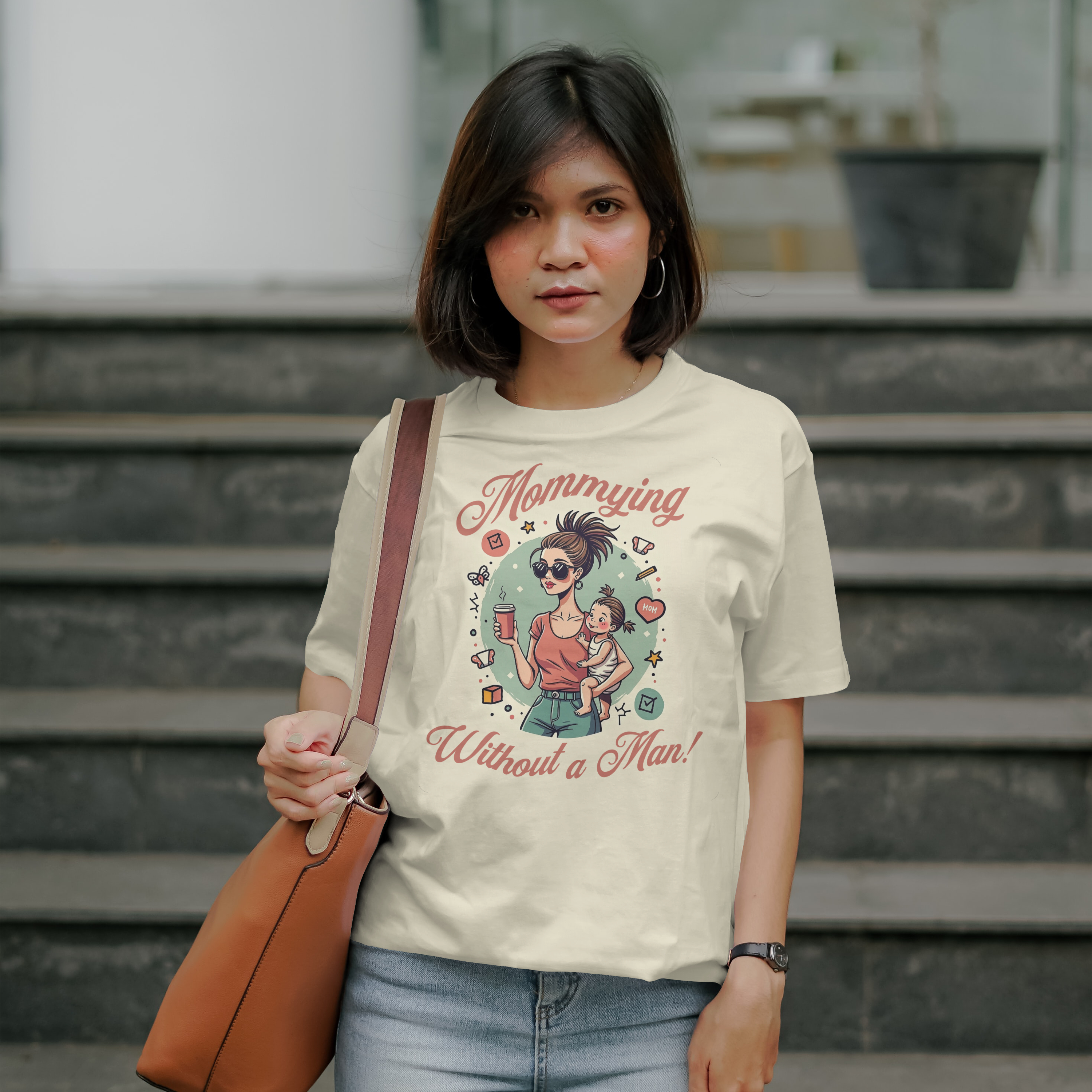 Mommying Without a Man T-Shirt – Empowered Single Mom Graphic Tee – Feminist Mom Shirt – Independence and Strength Statement Shirt – Gift for Strong Women product thumbnail image
