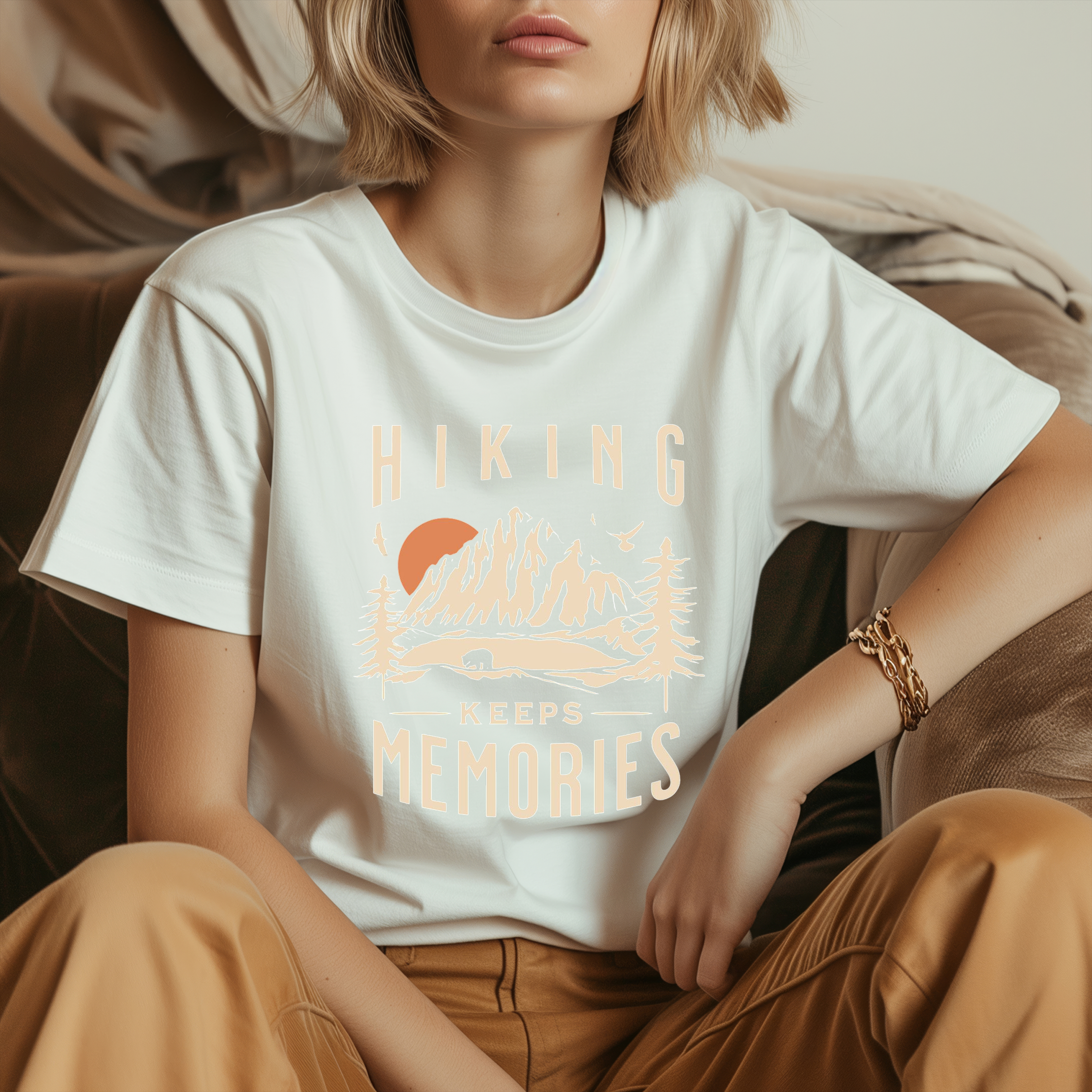 Hiking Keeps Memories Unisex Heavy Cotton Tee product thumbnail image