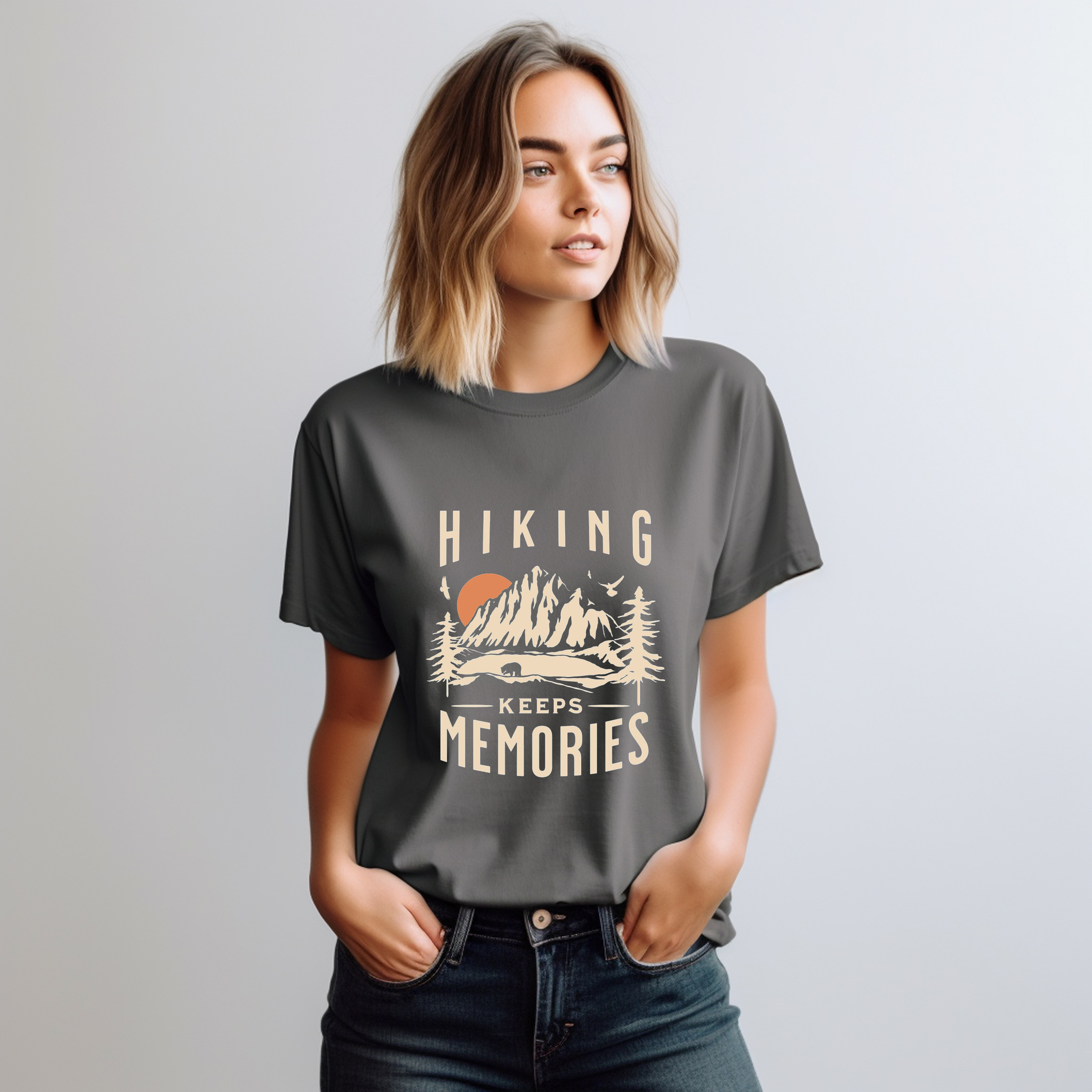 Hiking Keeps Memories Unisex Heavy Cotton Tee product thumbnail image Hiking Keeps Memories Unisex Heavy Cotton Tee product thumbnail image