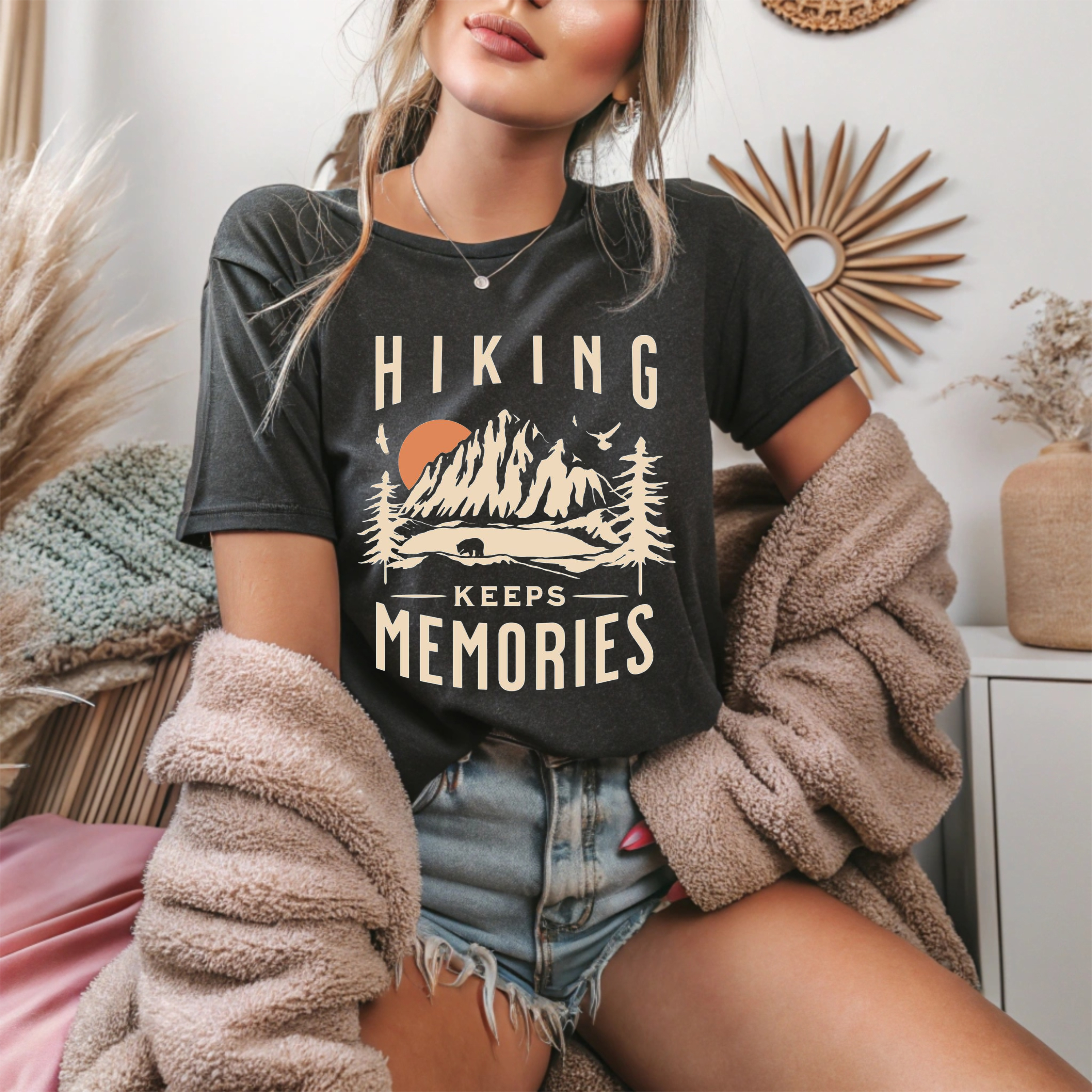 Hiking Keeps Memories Unisex Heavy Cotton Tee product thumbnail image