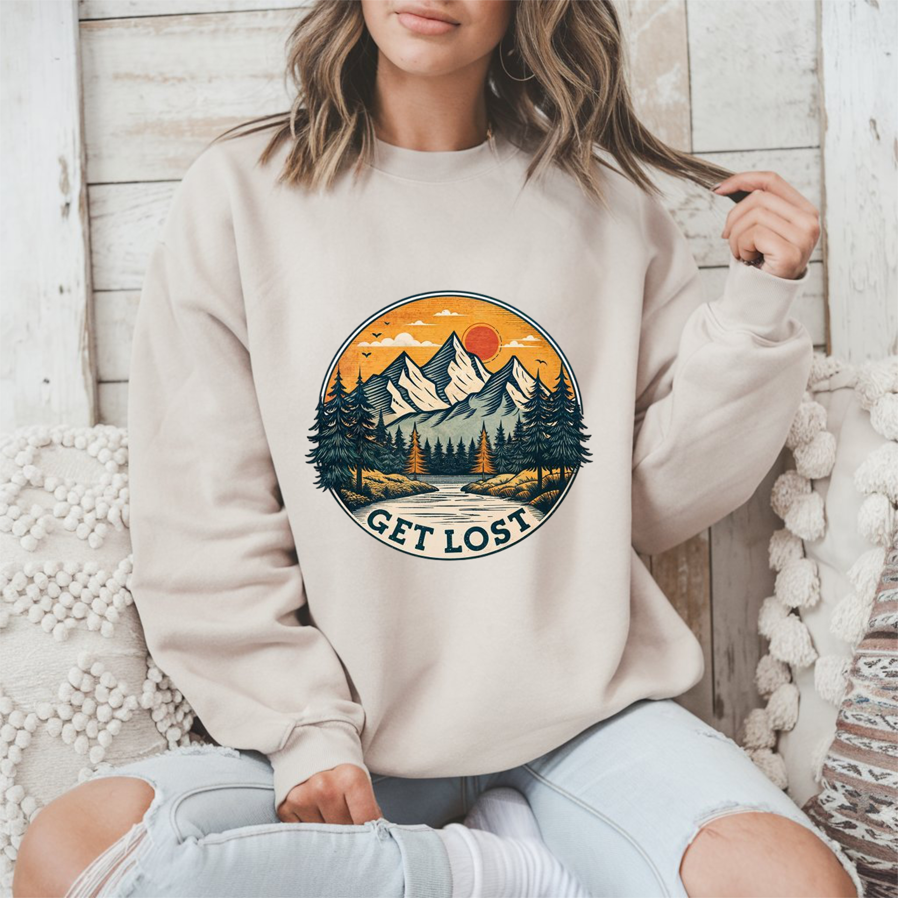 Get Lost Unisex Garment-Dyed T-Shirt | Adventure Vibes Outdoor Tee product thumbnail image