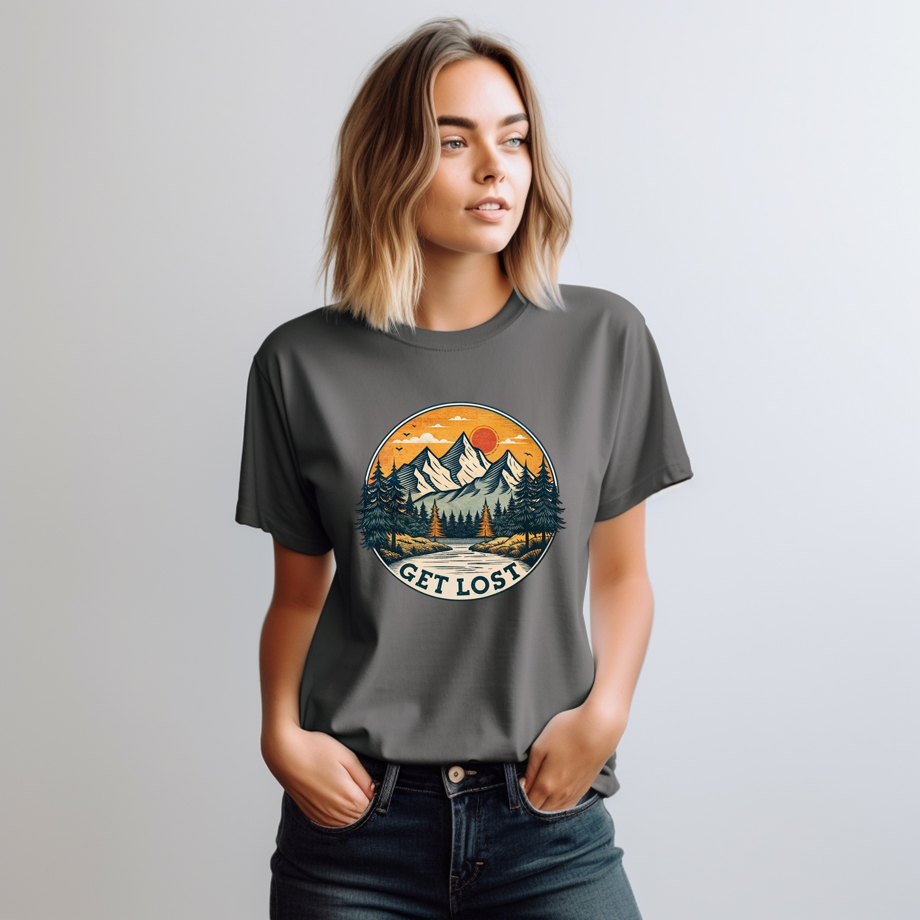 Get Lost Unisex Garment-Dyed T-Shirt | Adventure Vibes Outdoor Tee product thumbnail image