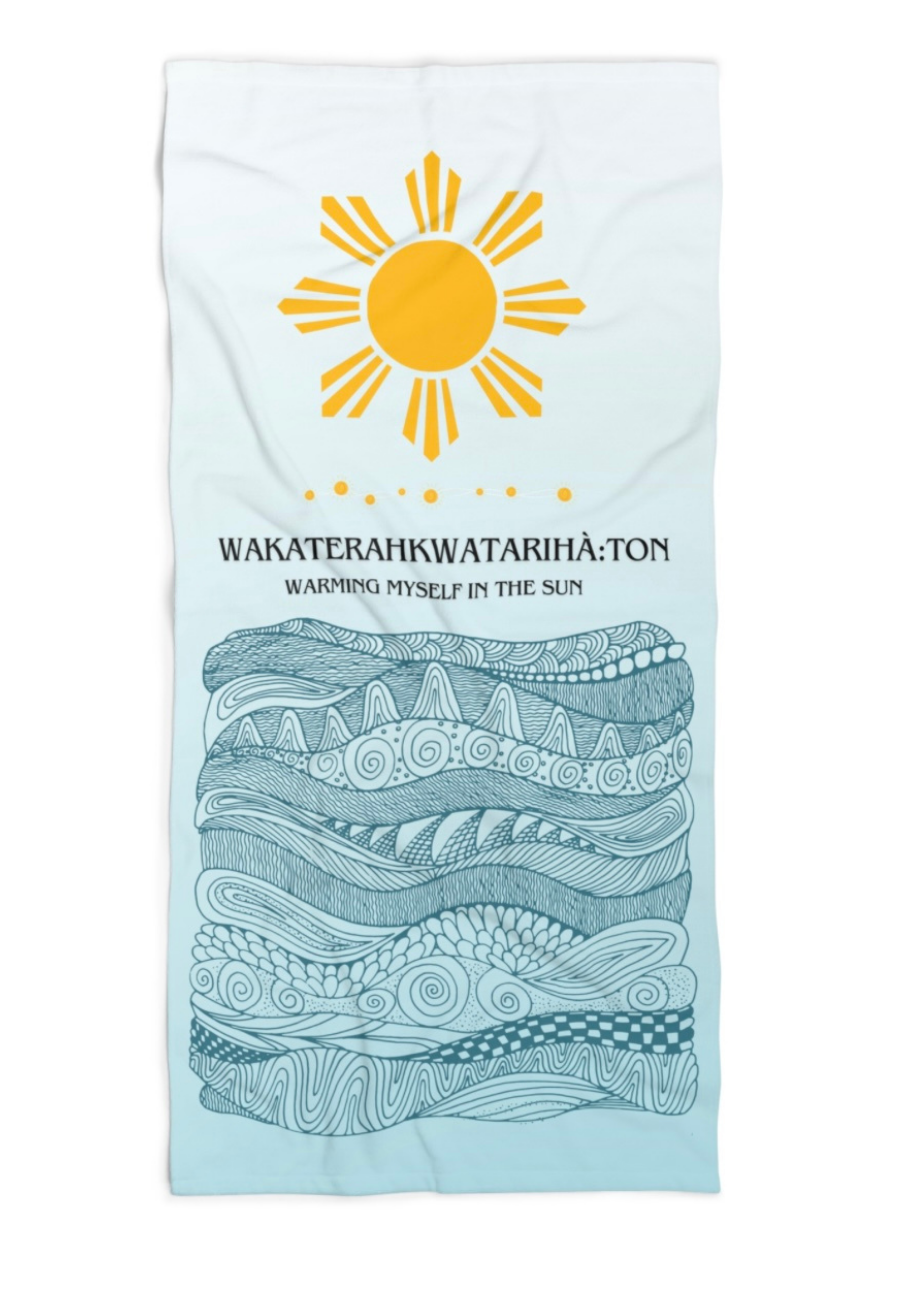 Mohawk Language Sunbathing Sunshine Beach Towel, Towel for Summer, Fun Beach Accessory, Great for Vacation, Pool Days, Indigenous Gifts product thumbnail image