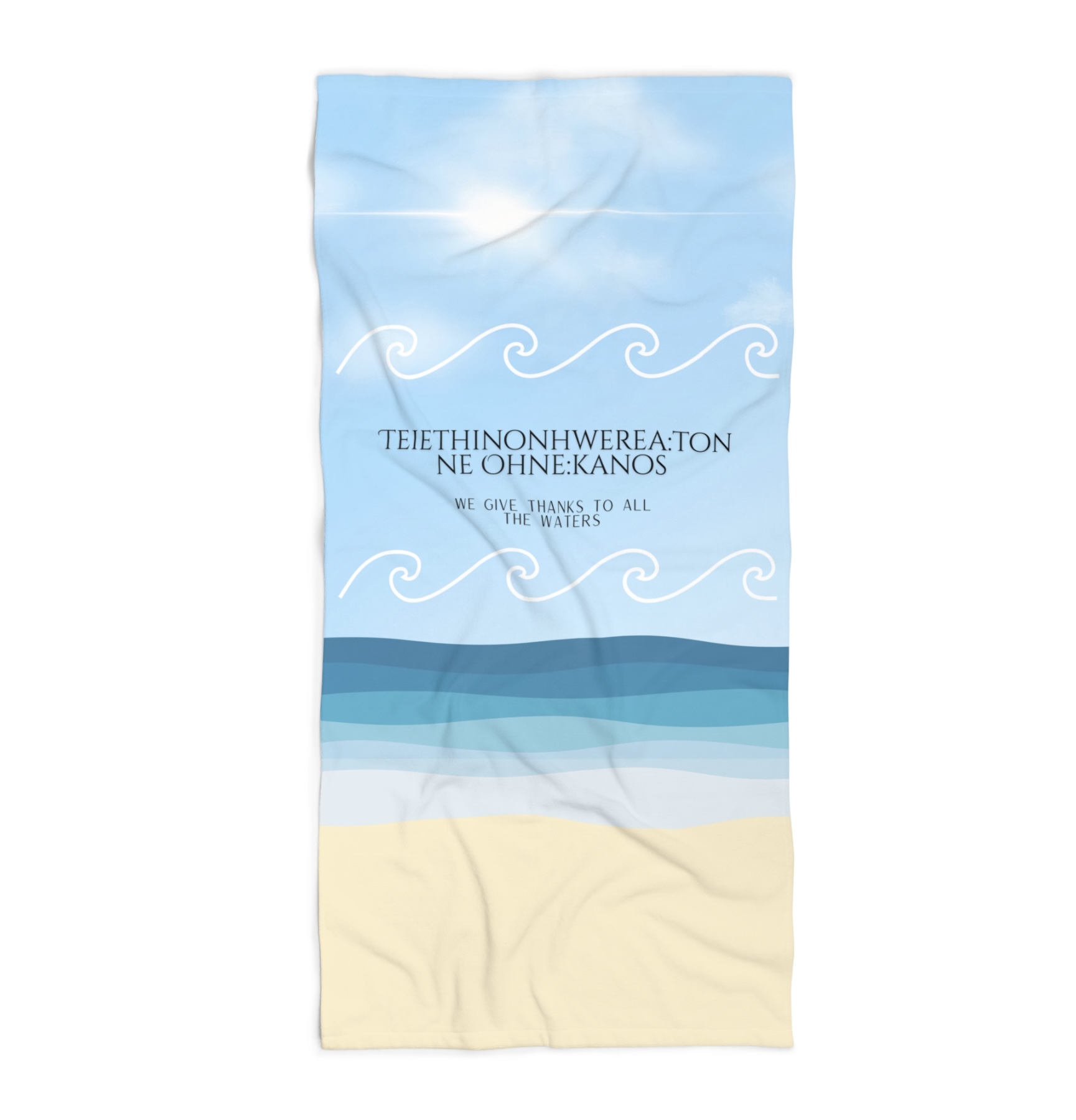 Mohawk Language Thankful for the Waters Beach Towel, Towel for Summer, Fun Beach Accessory, Great for Vacation, Pool Days, Indigenous Gifts Mohawk Language Thankful for the Waters Beach Towel, Towel for Summer, Fun Beach Accessory, Great for Vacation, Pool Days, Indigenous Gifts