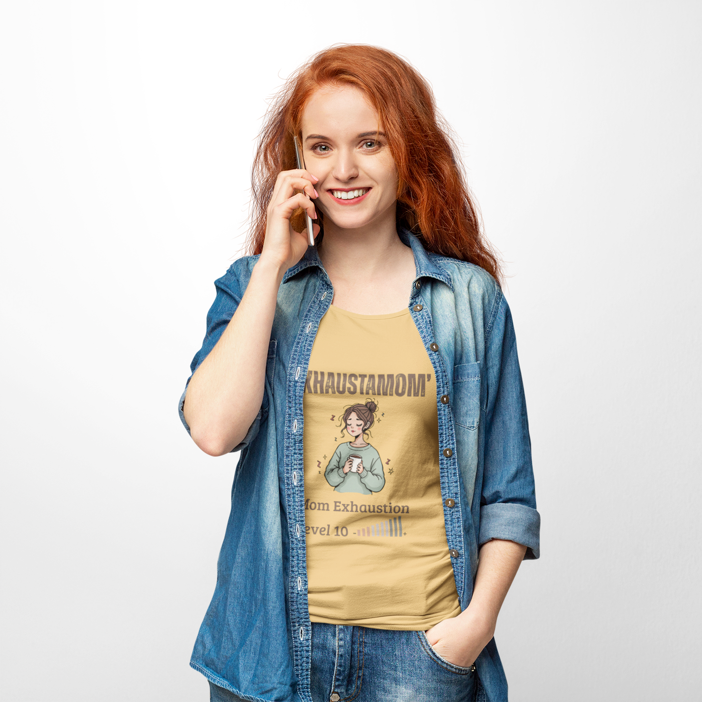'Exhaustamom' T-Shirt – “Mom Exhaustion Level 10” Graphic Tee – Funny Tired Mom Shirt – Unisex Softstyle Comfort – Relatable Parenting Humor Gift product thumbnail image