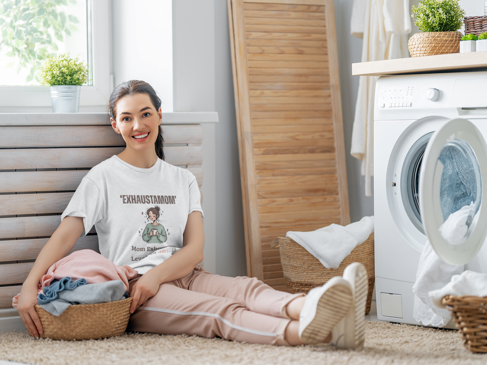 'Exhaustamom' T-Shirt – “Mom Exhaustion Level 10” Graphic Tee – Funny Tired Mom Shirt – Unisex Softstyle Comfort – Relatable Parenting Humor Gift product thumbnail image