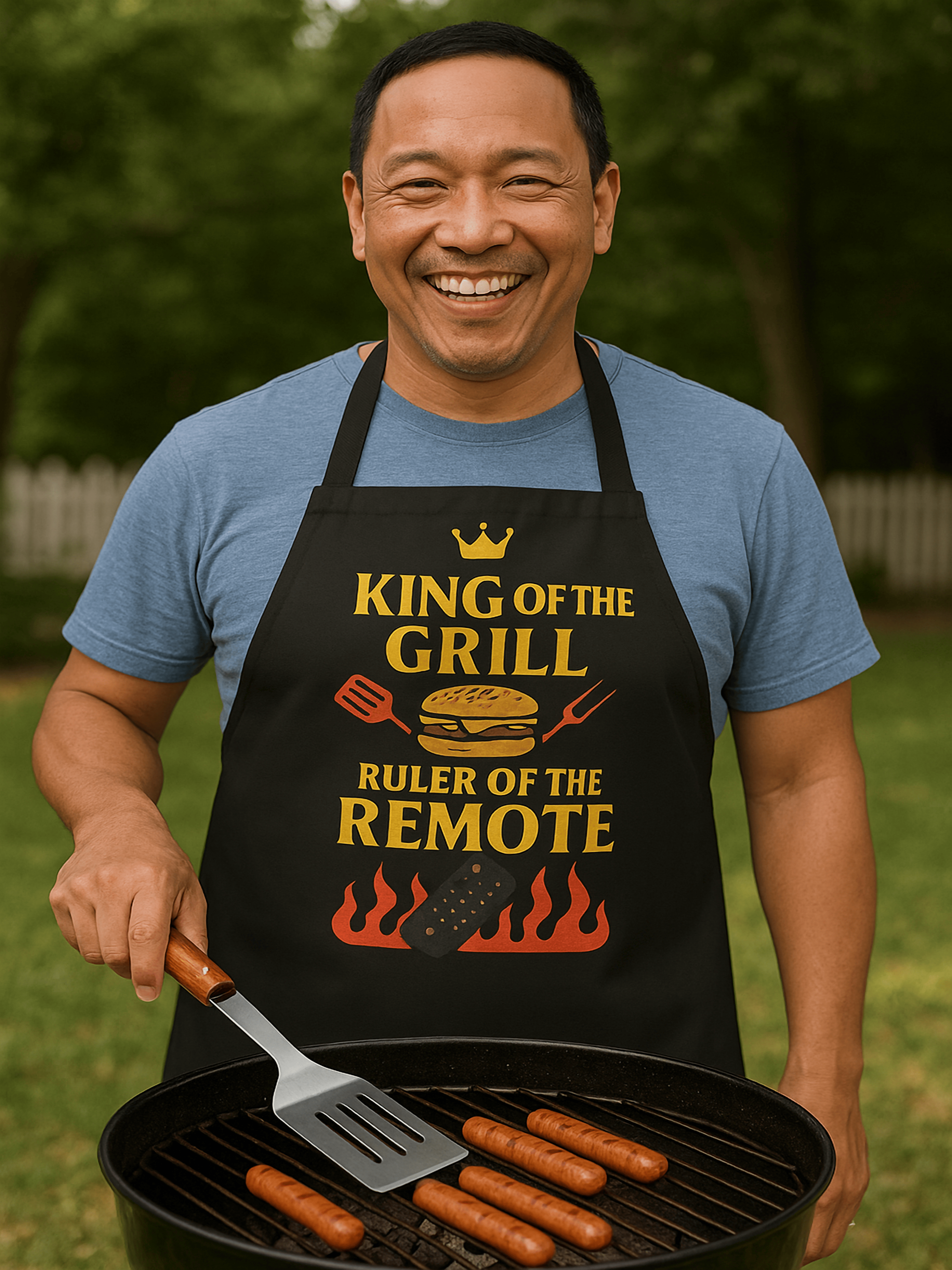 Funny Dad Apron King of the Grill Ruler of the Remote Gift for Him BBQ Cooking Apron Fathers Day Gift Idea for Men