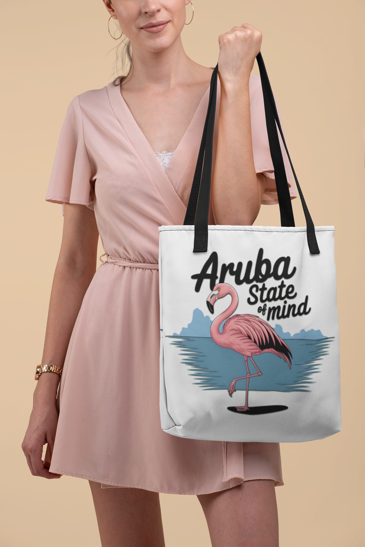 Aruba State of Mind Flamingo Tote Bag - Fun Beach Accessory, Summer Vibe Tote for the Beach product thumbnail image Aruba State of Mind Flamingo Tote Bag - Fun Beach Accessory, Summer Vibe Tote for the Beach product thumbnail image