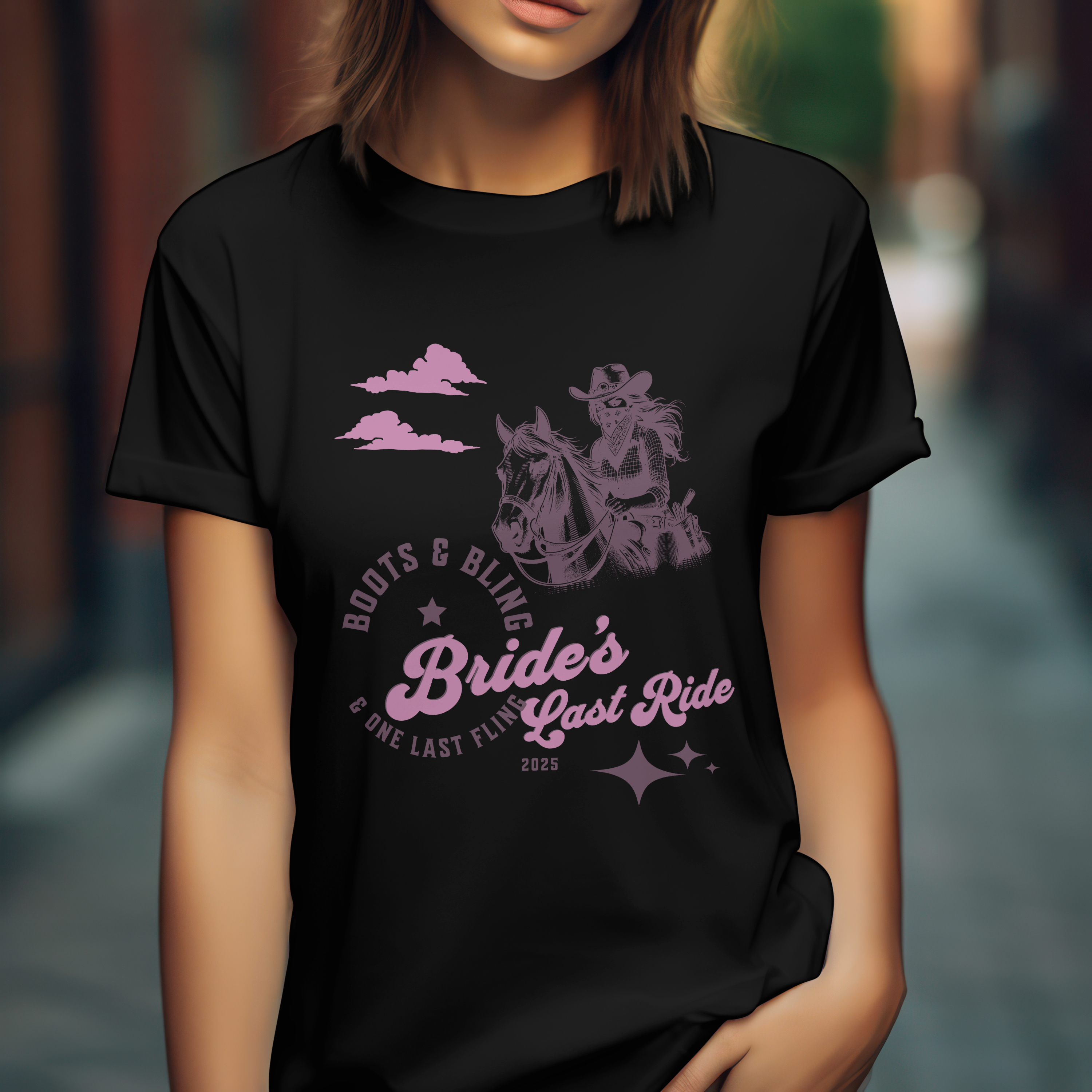 Bachelorette Party Wester Bridal Cowboy T-Shirt - "Bride's Last Ride" Fun Graphic Tee product thumbnail image Bachelorette Party Wester Bridal Cowboy T-Shirt - "Bride's Last Ride" Fun Graphic Tee product thumbnail image