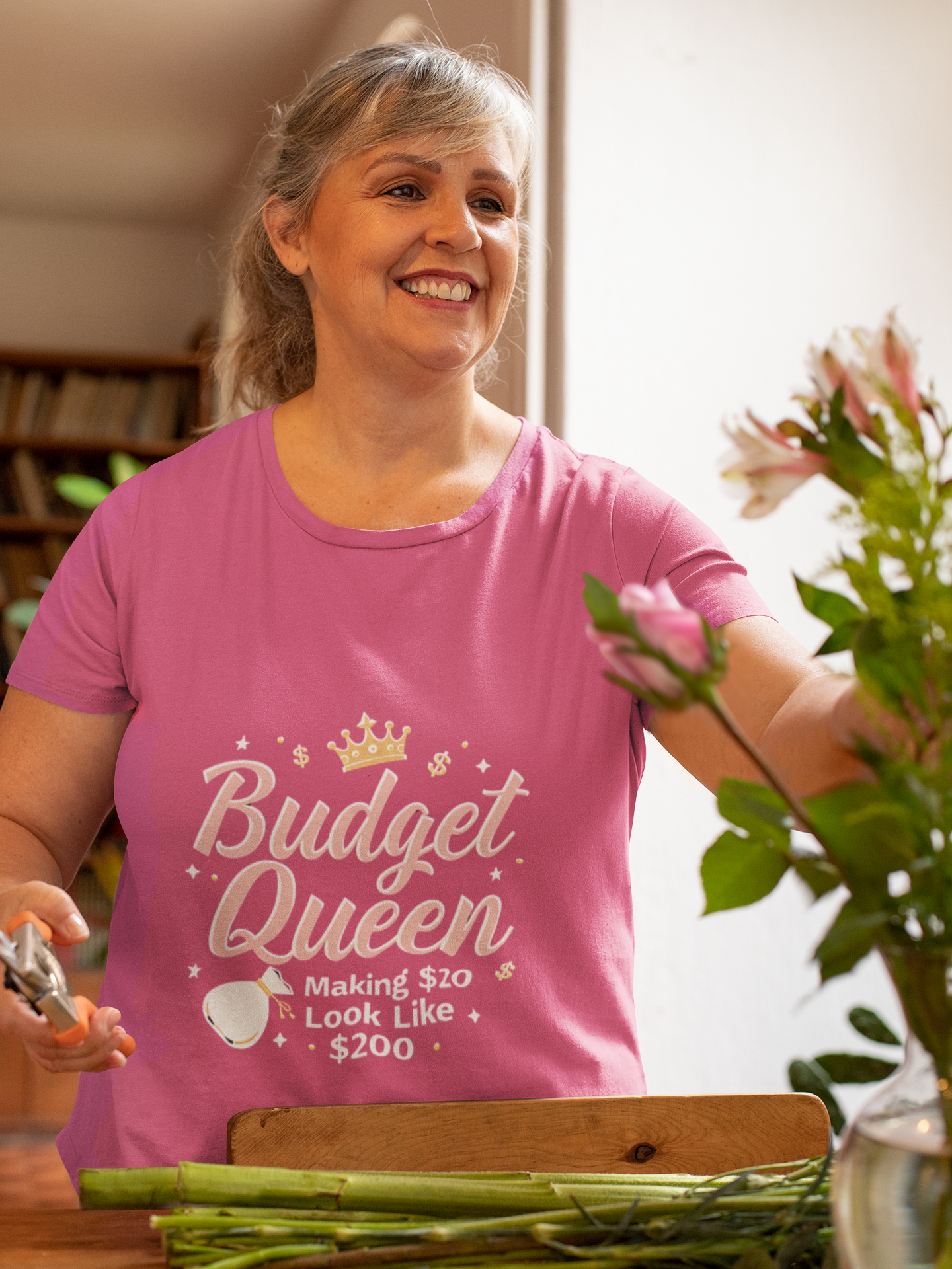 Budget Queen T-Shirt – Funny Mom Shirt – Frugal Fashion Tee for Women – Single Mom Hustle Graphic Tee – Money-Saving Queen Shirt product thumbnail image