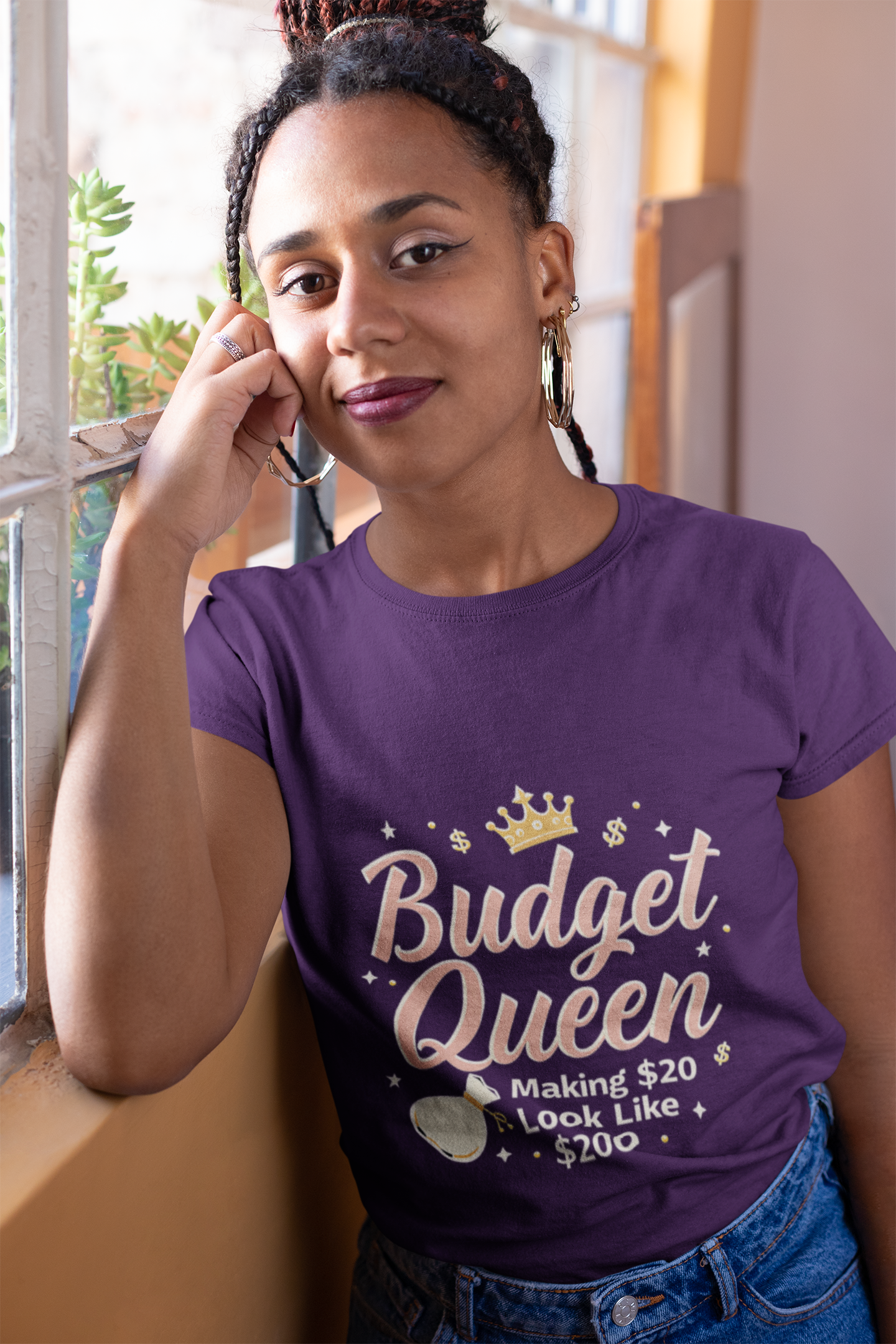 Budget Queen T-Shirt – Funny Mom Shirt – Frugal Fashion Tee for Women – Single Mom Hustle Graphic Tee – Money-Saving Queen Shirt product thumbnail image