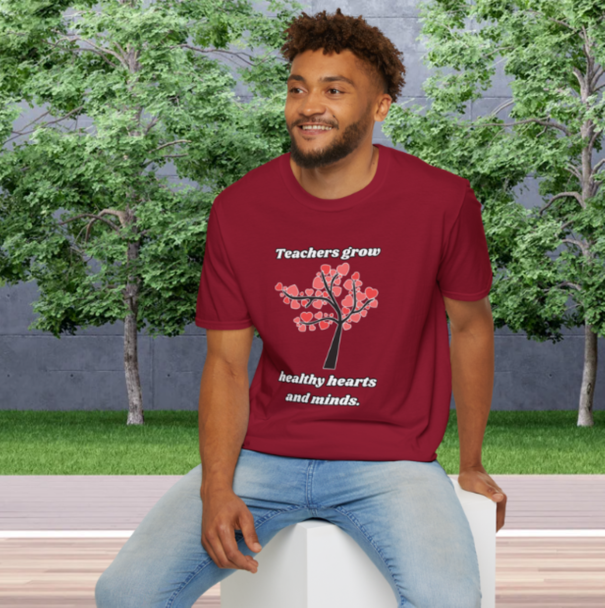 "Teachers grow healthy hearts and minds." Adult Unisex Softstyle T-Shirt product thumbnail image "Teachers grow healthy hearts and minds." Adult Unisex Softstyle T-Shirt product thumbnail image