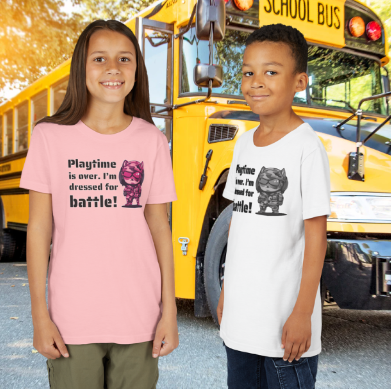Playtime is Over. I'm Dressed For Battle. Short Sleeve Tee Youth