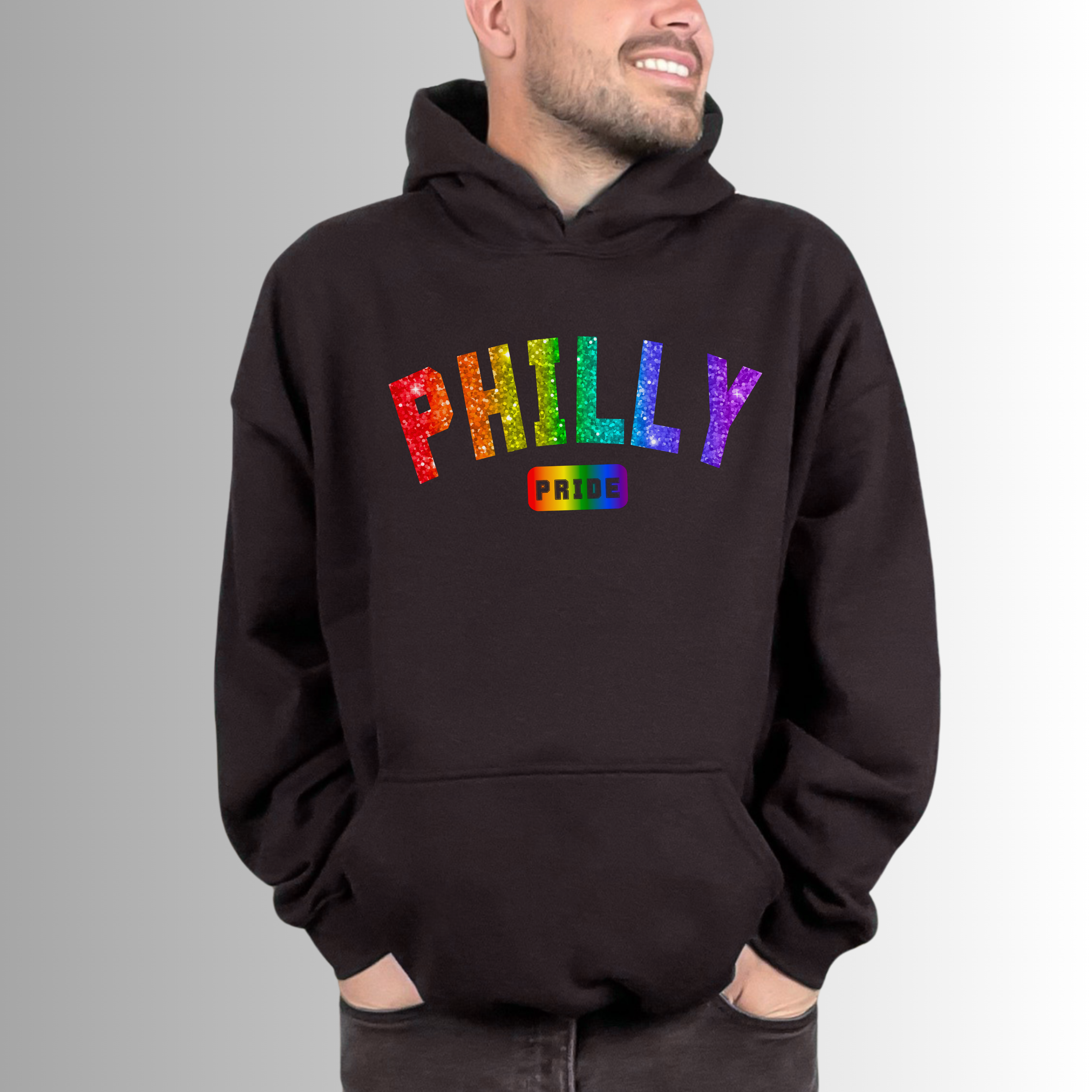 Philly Pride Varsity - Faux Sparkle - Heavy Blend Hooded Sweatshirt Philly Pride Varsity - Faux Sparkle - Heavy Blend Hooded Sweatshirt
