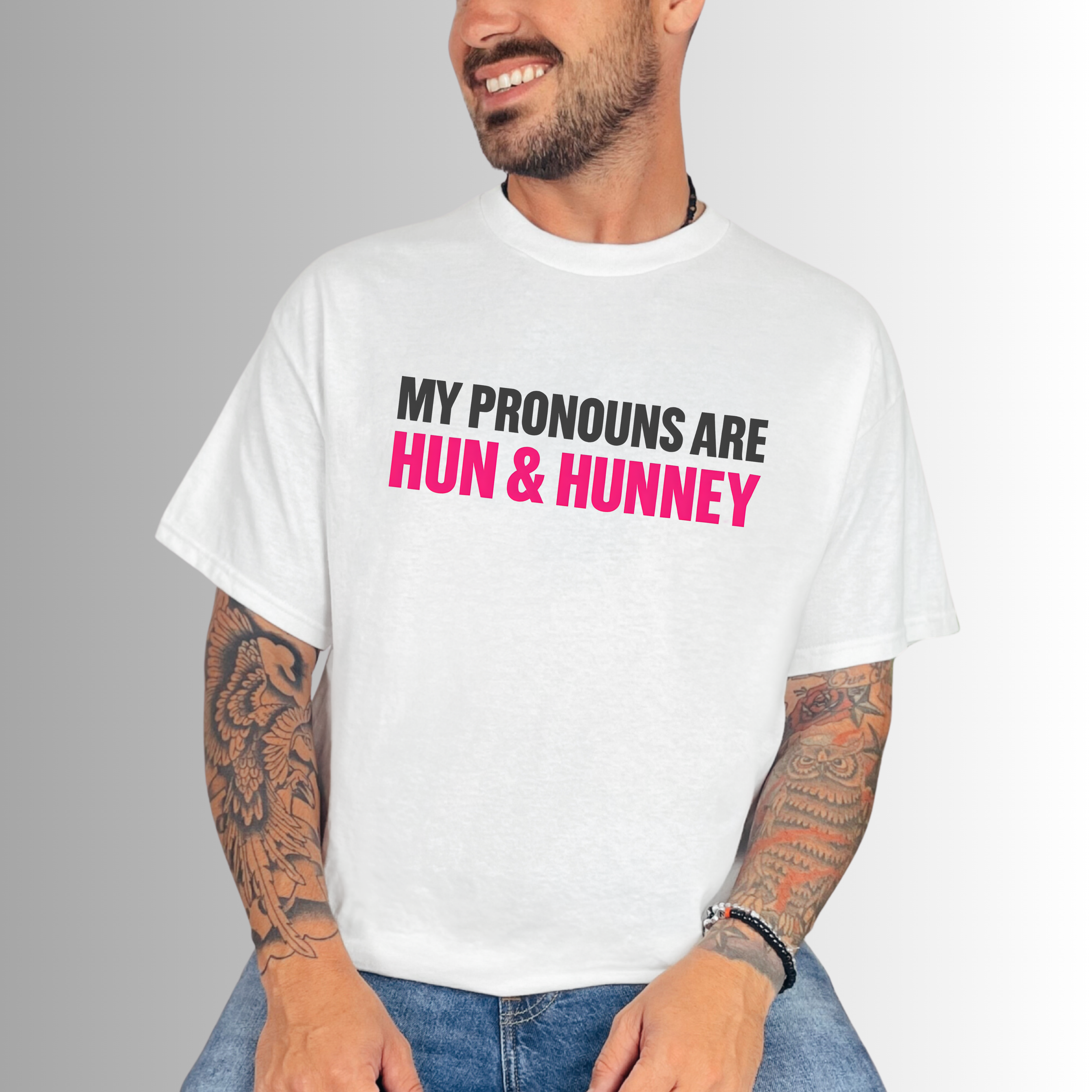 My Pronouns Are Hun & Hunney Unisex Heavy Cotton Tee product thumbnail image My Pronouns Are Hun & Hunney Unisex Heavy Cotton Tee product thumbnail image