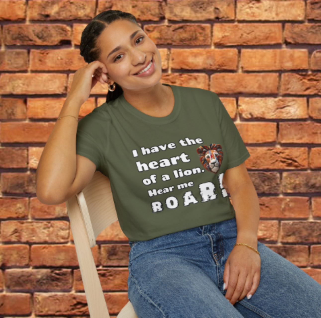 "I have the heart of a lion. Hear me ROAR!" Unisex Softstyle Adult T-Shirt product thumbnail image "I have the heart of a lion. Hear me ROAR!" Unisex Softstyle Adult T-Shirt product thumbnail image