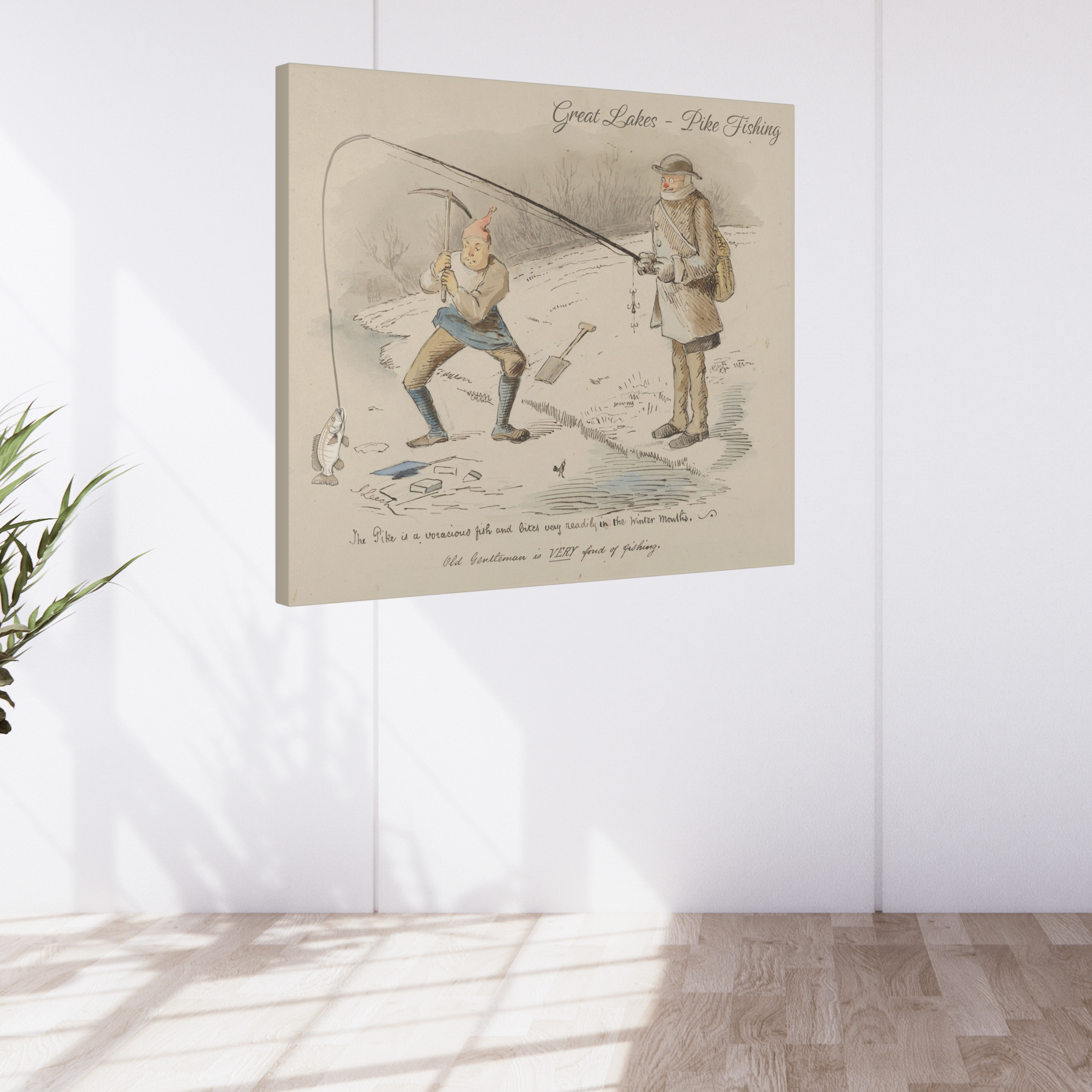 Vintage Old Man Fishing Wall Art, Nursery Decor, Great Lakes Pike Fishing Funny Poster Painting Canvas Print Boys Room Wall Art, Fishing Dad  Gift Print product thumbnail image
