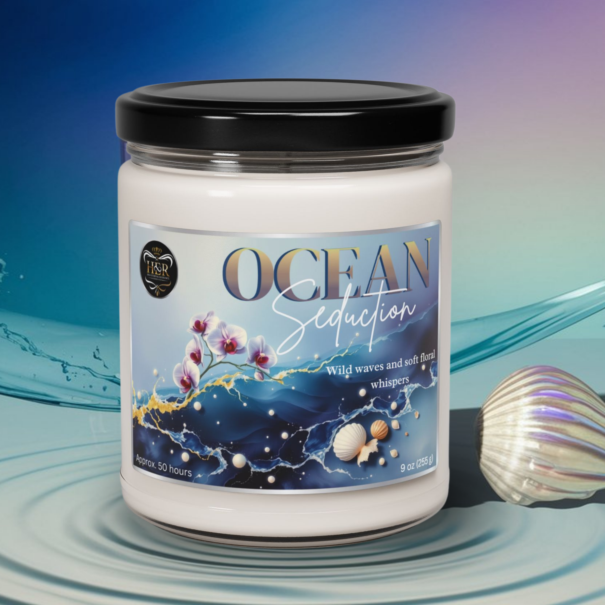 Ocean Seduction – Sea Salt + Orchid Scented 9 oz Soy Candle