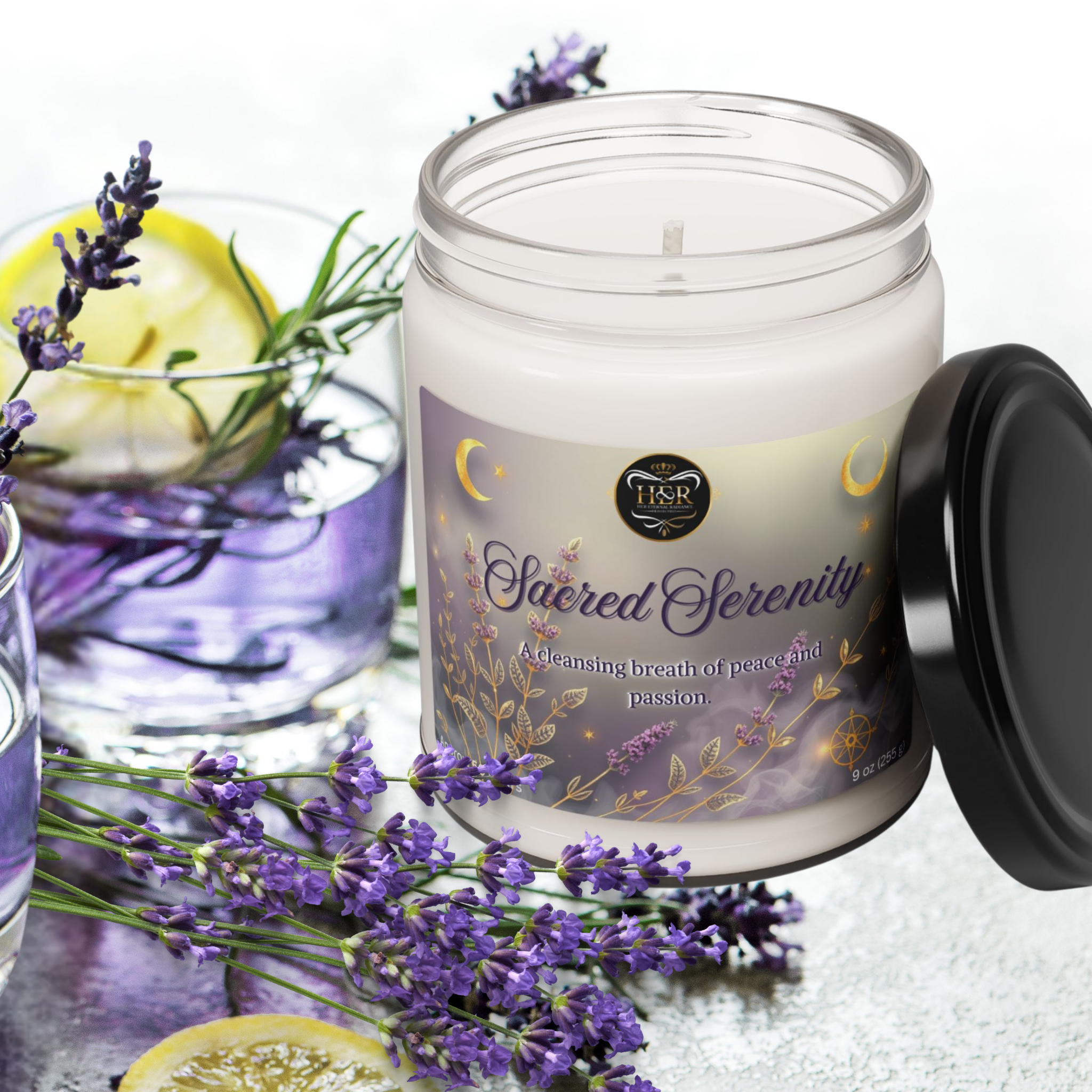 Sacred Serenity – White Sage &amp; Lavender Scented 9 oz Soy Candle product thumbnail image