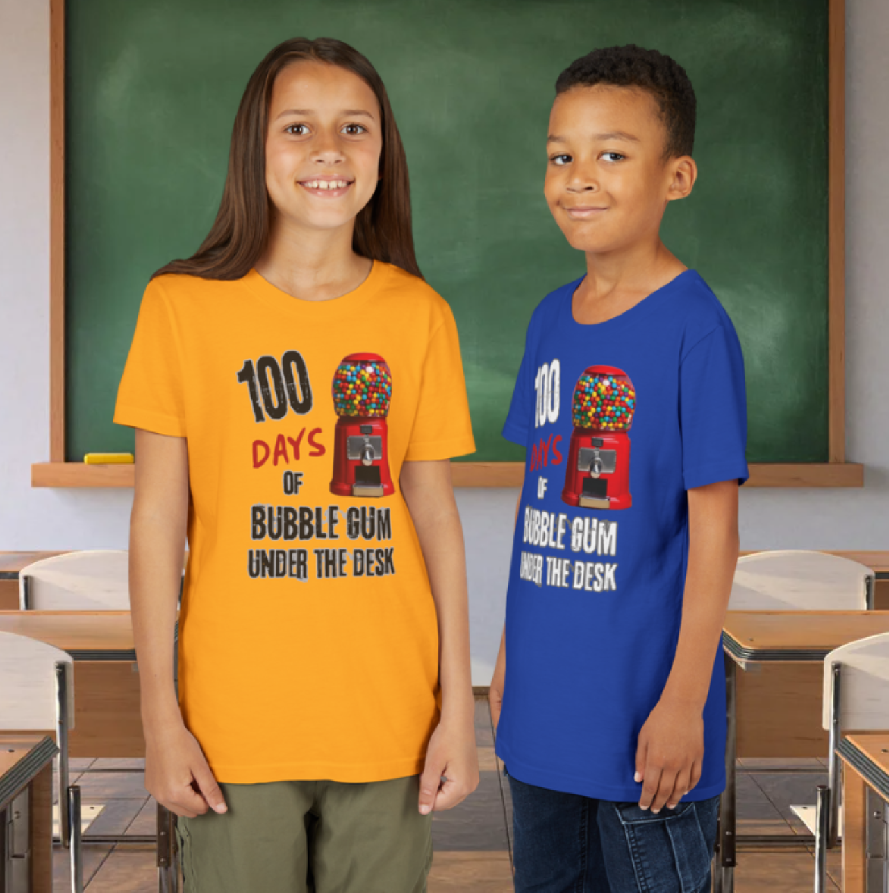 "100 Days of Bubblegum Under the Desk" Graphic short sleeve Youth T-shirt