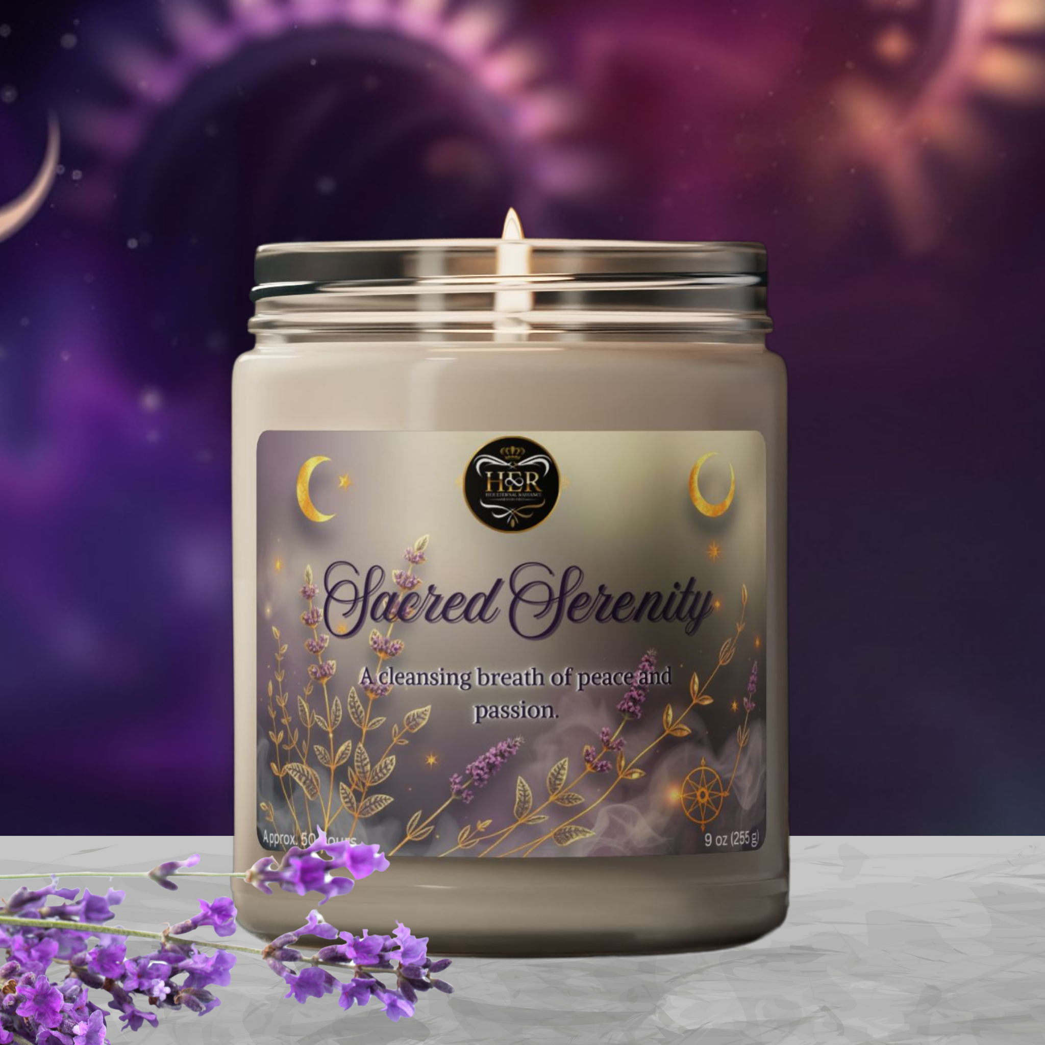 Sacred Serenity – White Sage &amp; Lavender Scented 9 oz Soy Candle product thumbnail image