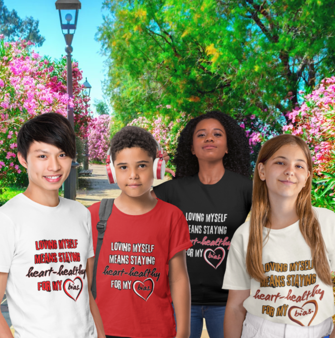 "Loving Myself Means Staying Heart-Healthy for My Bias" short sleeve youth T-shirt