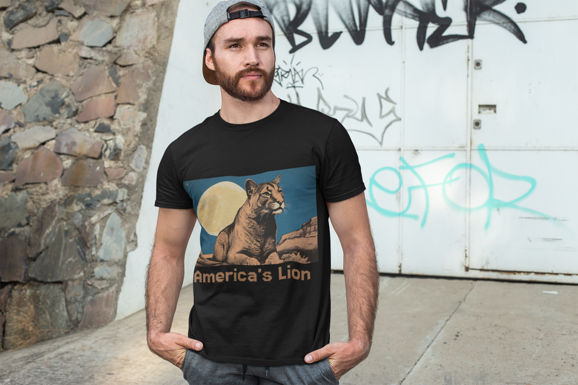 America's Lion Long Sleeve Tee - Unisex Cotton Shirt for Nature Lovers product thumbnail image