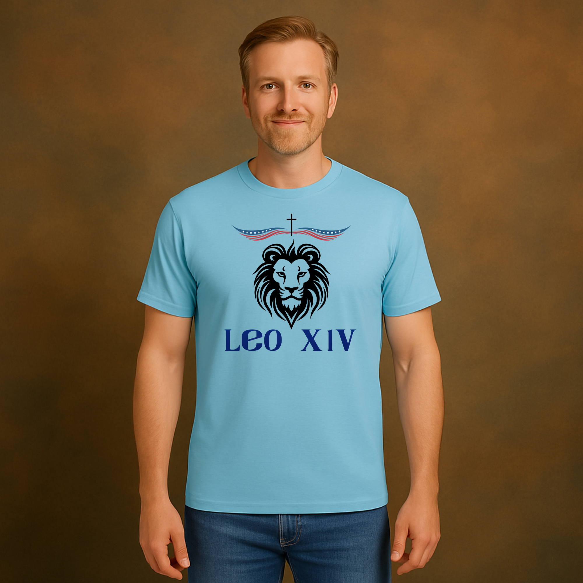 Leo XIV New Pope T-Shirt Lion Crest Design with Patriotic Cross Catholic Faith Graphic Tee Unisex Heavy Cotton Shirt Leo XIV New Pope T-Shirt Lion Crest Design with Patriotic Cross Catholic Faith Graphic Tee Unisex Heavy Cotton Shirt
